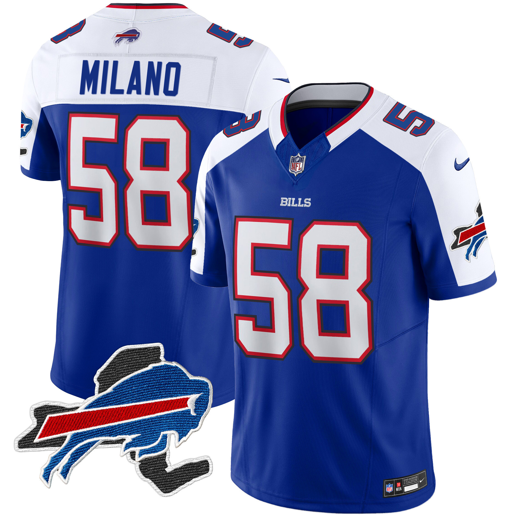 Matt Milano Men's Buffalo Bills New York Patch Vapor Limited Royal Alternate Jersey - All Stitched