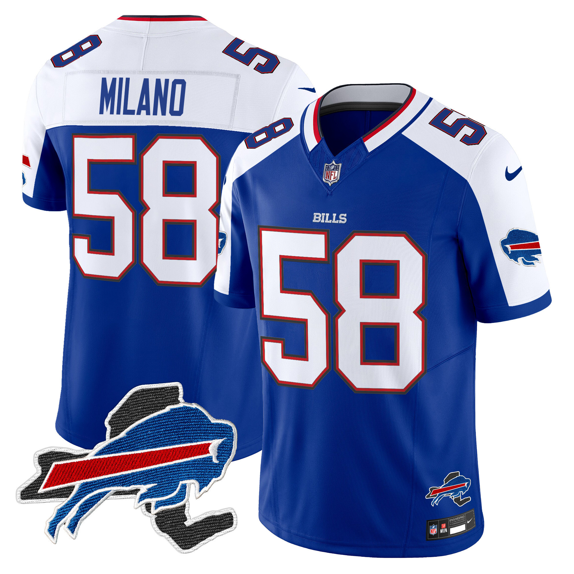 Matt Milano Men's Buffalo Bills New York Patch Vapor Limited Royal Alternate Jersey - All Stitched