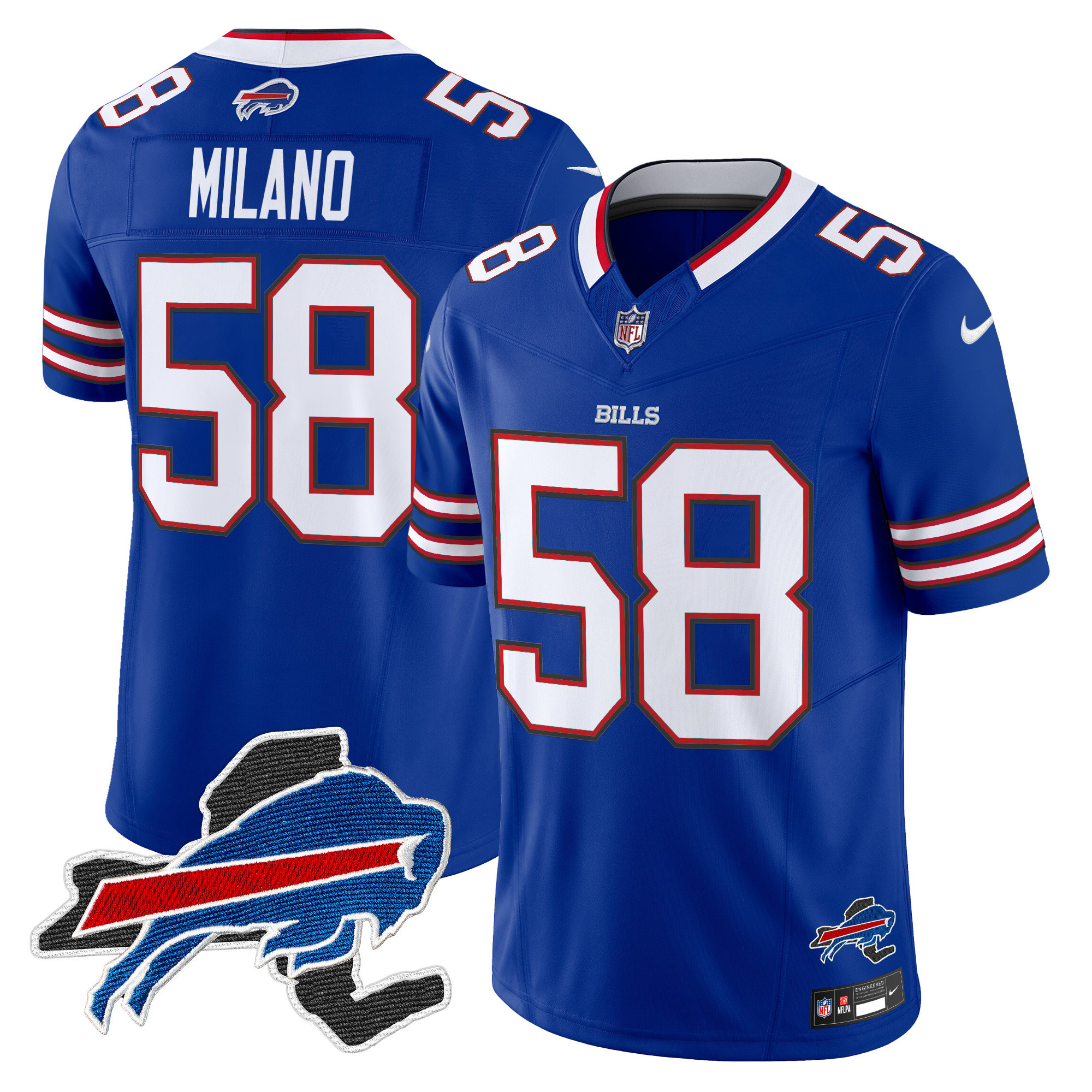 Matt Milano Men's Buffalo Bills New York Patch Vapor Limited Royal Jersey - All Stitched
