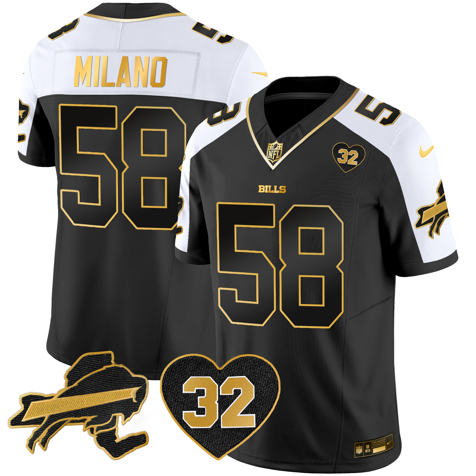 Matt Milano Men's Buffalo Bills O.J. Simpson Patch Gold Vapor Limited Alternate Jersey - All Stitched
