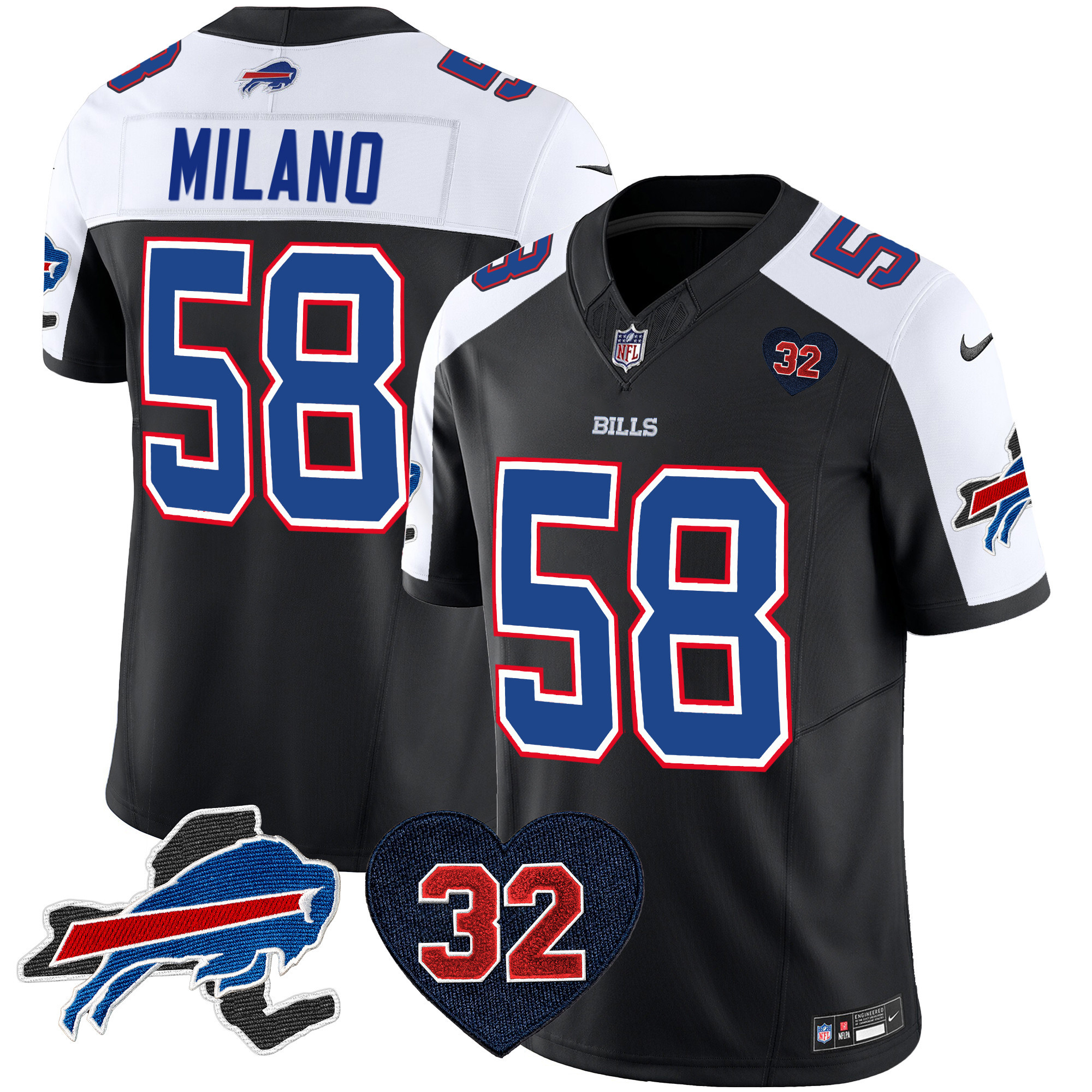 Matt Milano Men's Buffalo Bills O.J. Simpson Patch Vapor Limited Black Alternate Jersey - All Stitched