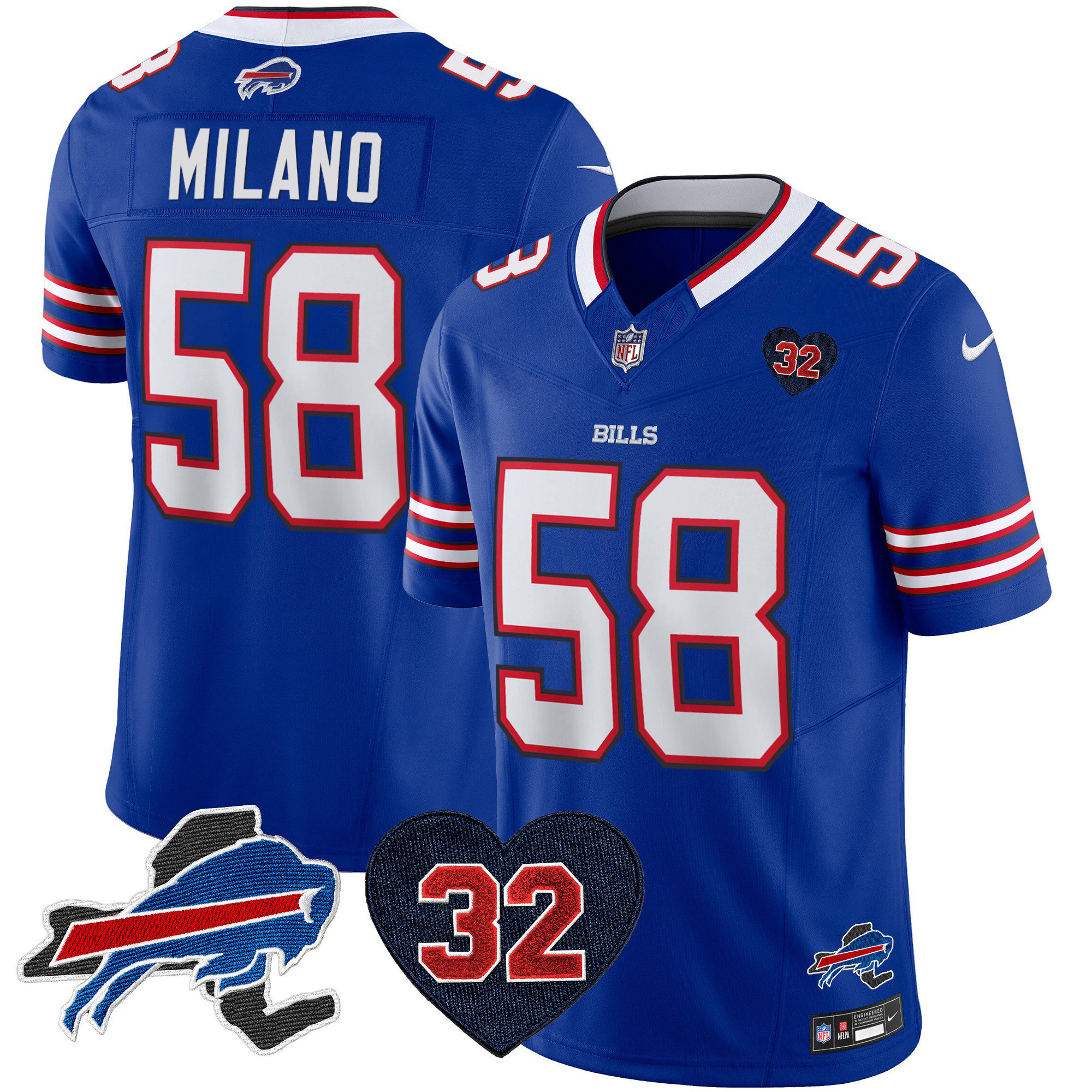 Matt Milano Men's Buffalo Bills O.J. Simpson Patch Vapor Limited Royal Jersey - All Stitched