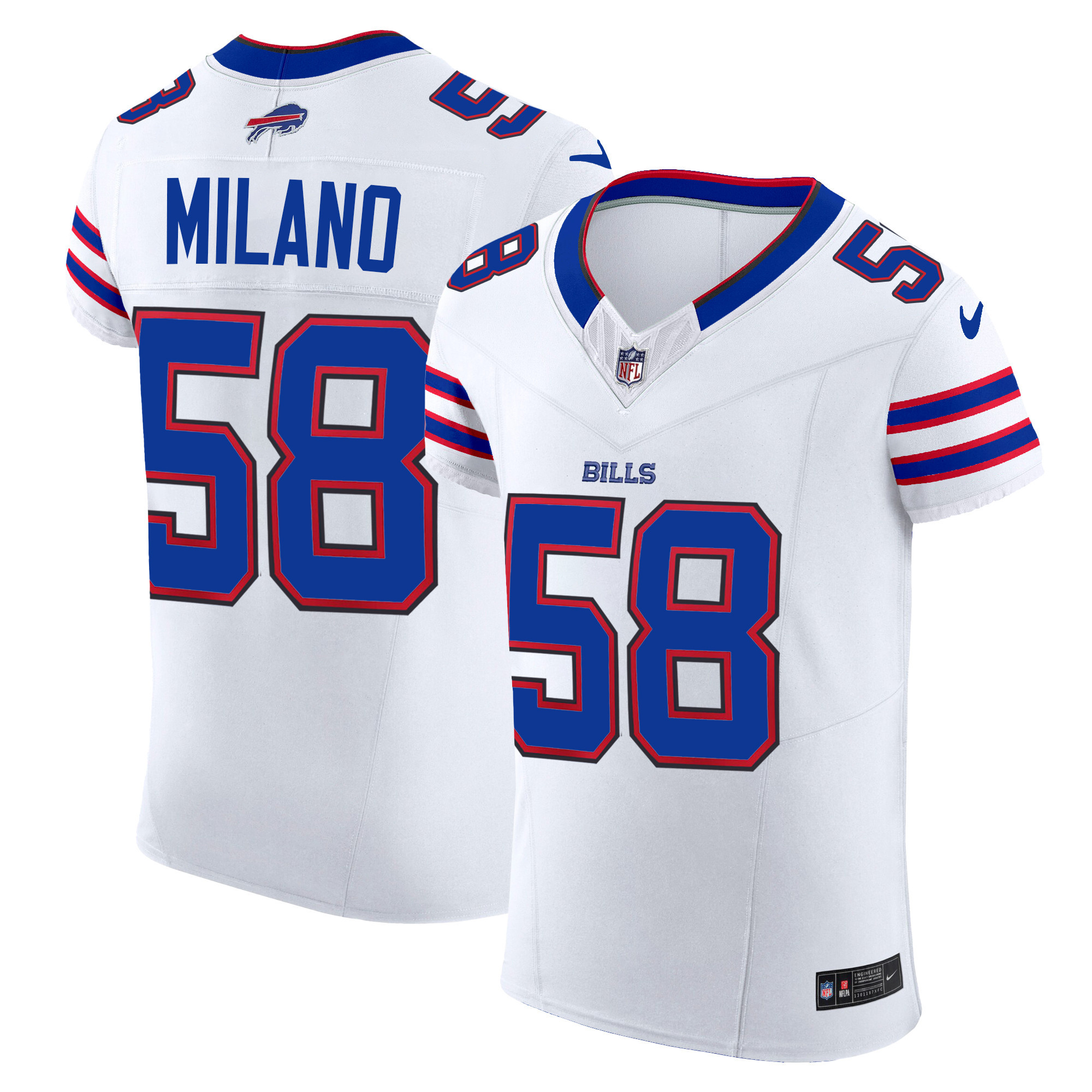 Matt Milano Men's Buffalo Bills Vapor Elite White Jersey - All Stitched