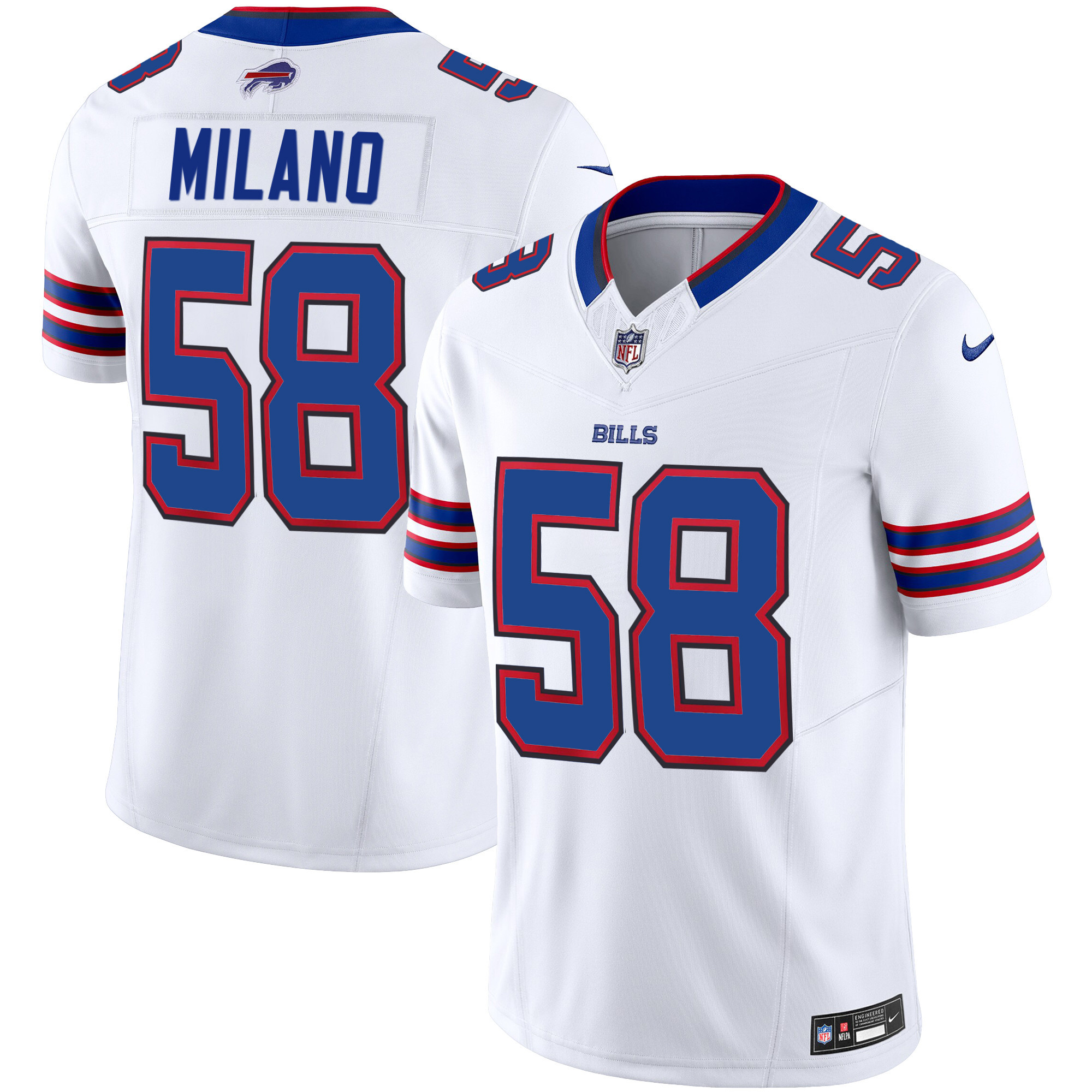 Matt Milano Men's Buffalo Bills Vapor Limited White Jersey - All Stitched