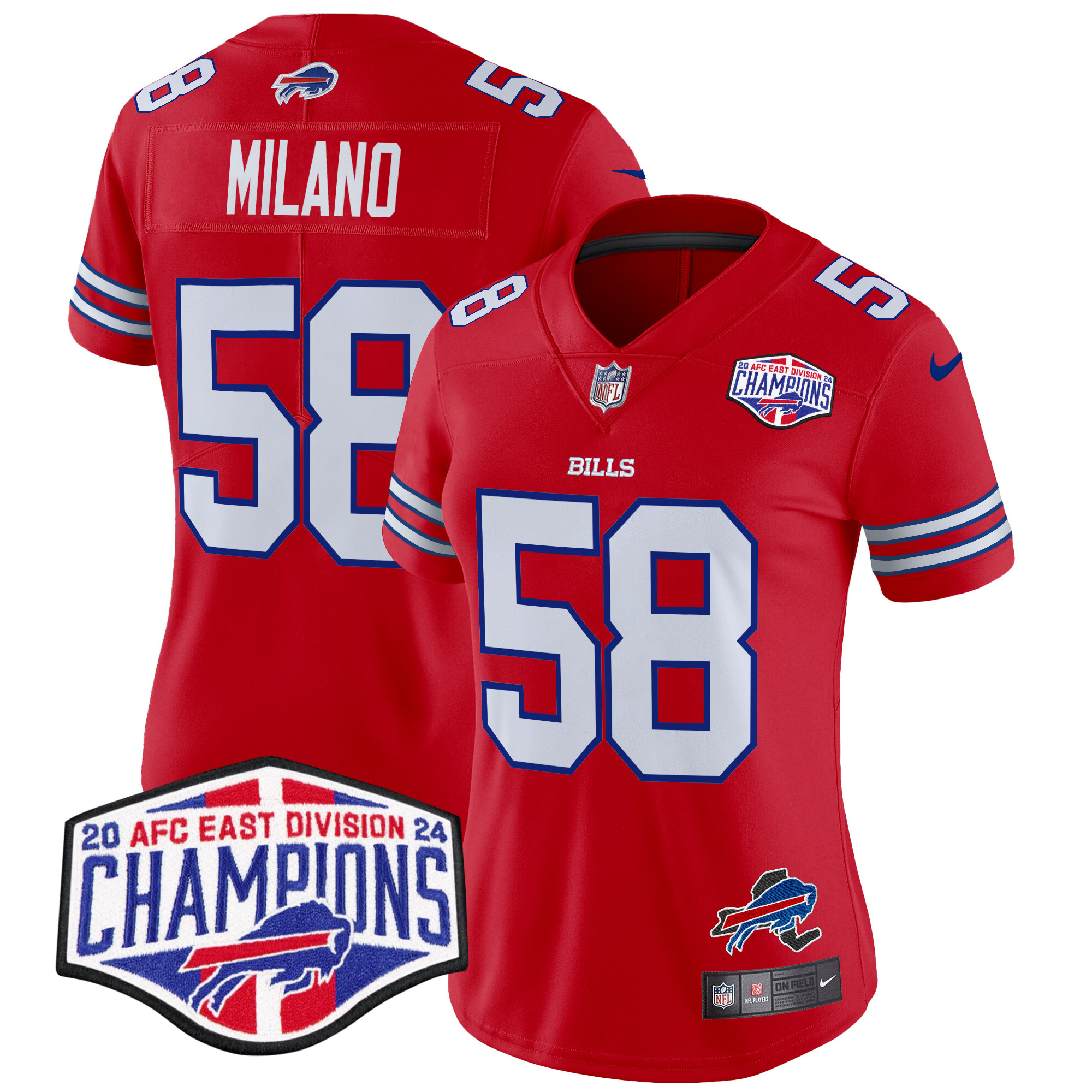 Matt Milano Women's Buffalo Bills 2024 AFC East Division Champions Vapor Limited Red Jersey - All Stitched