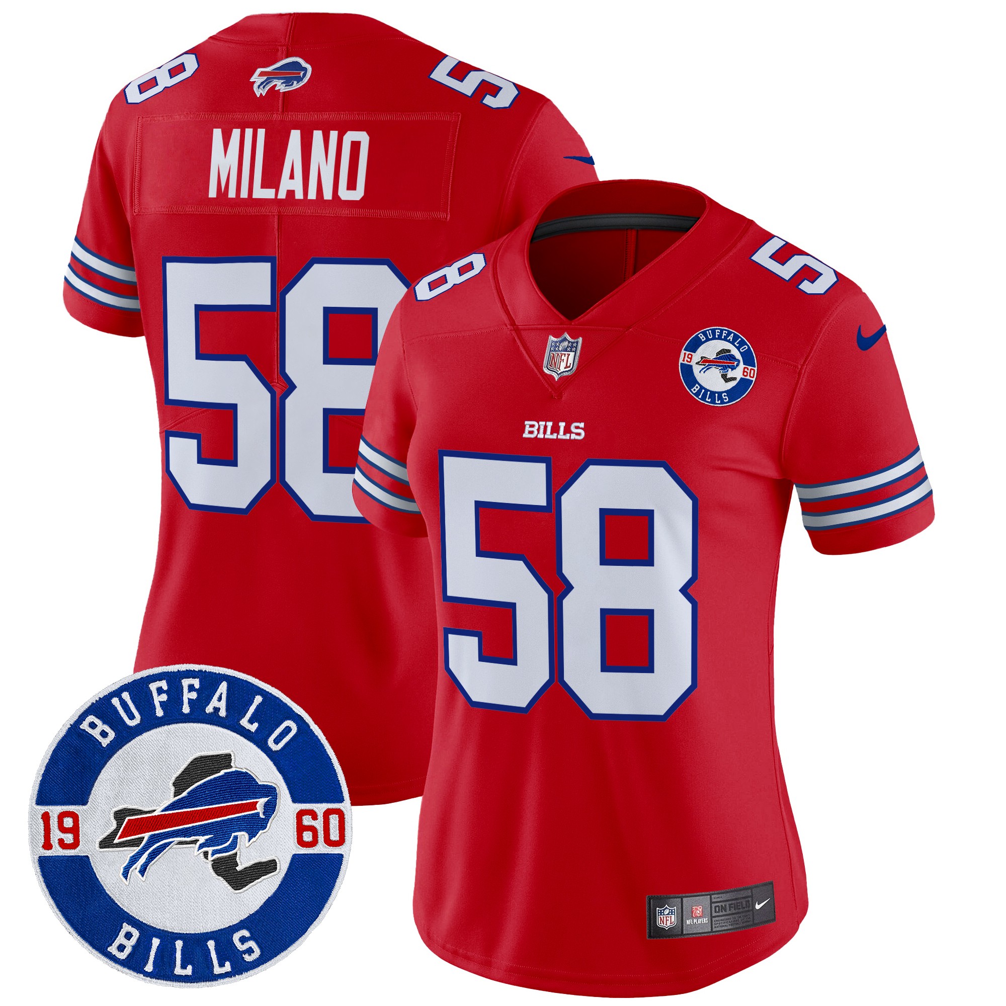 Matt Milano Women's Buffalo Bills 2024 Vapor Limited Red Jersey - All Stitched