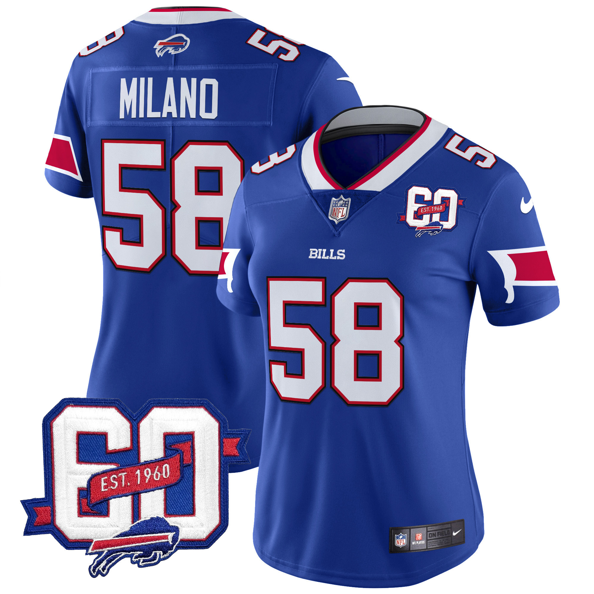 Matt Milano Women's Buffalo Bills 60th Anniversary Patch Vapor Limited Royal Jersey - All Stitched