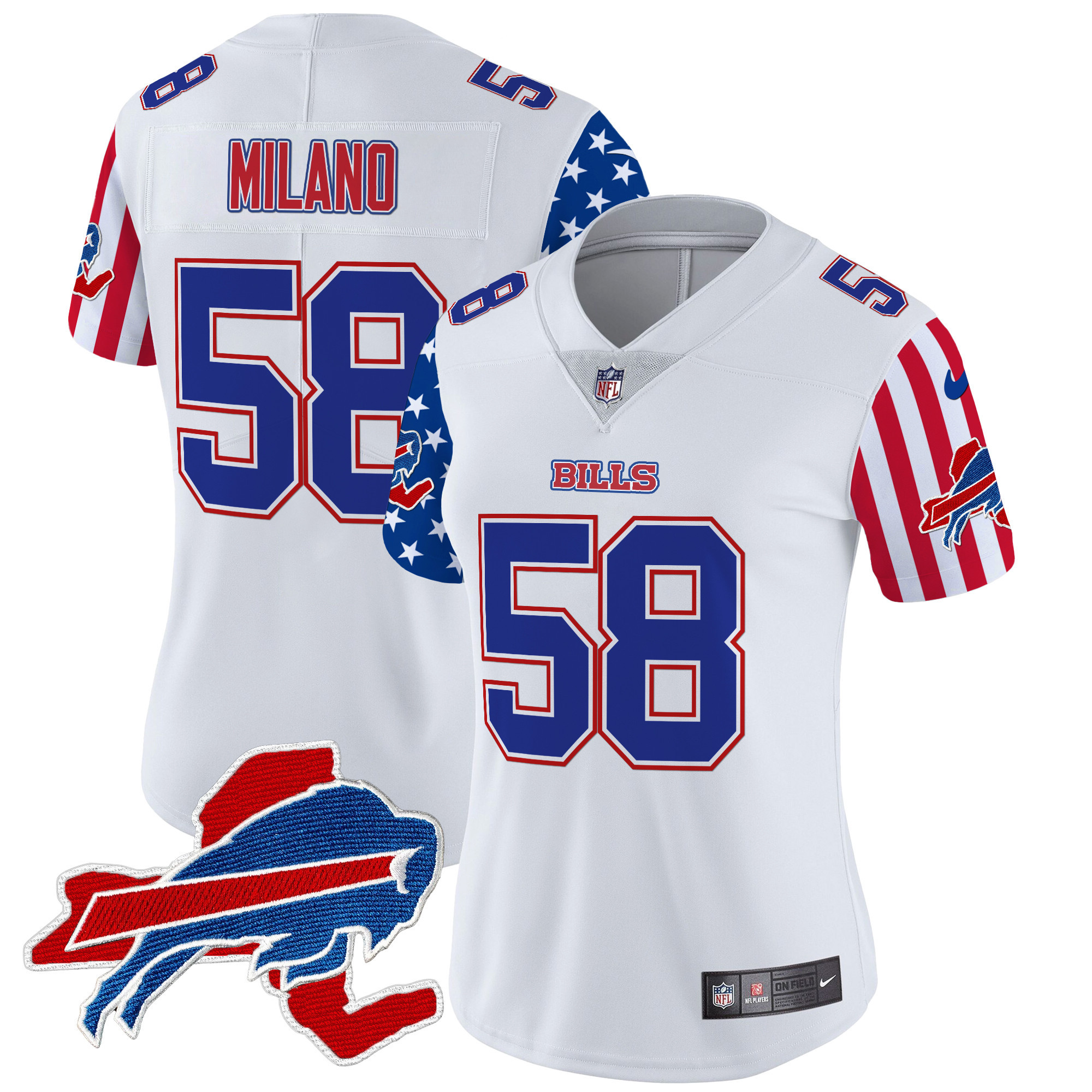 Matt Milano Women's Buffalo Bills American Style Vapor Limited White Jersey - All Stitched