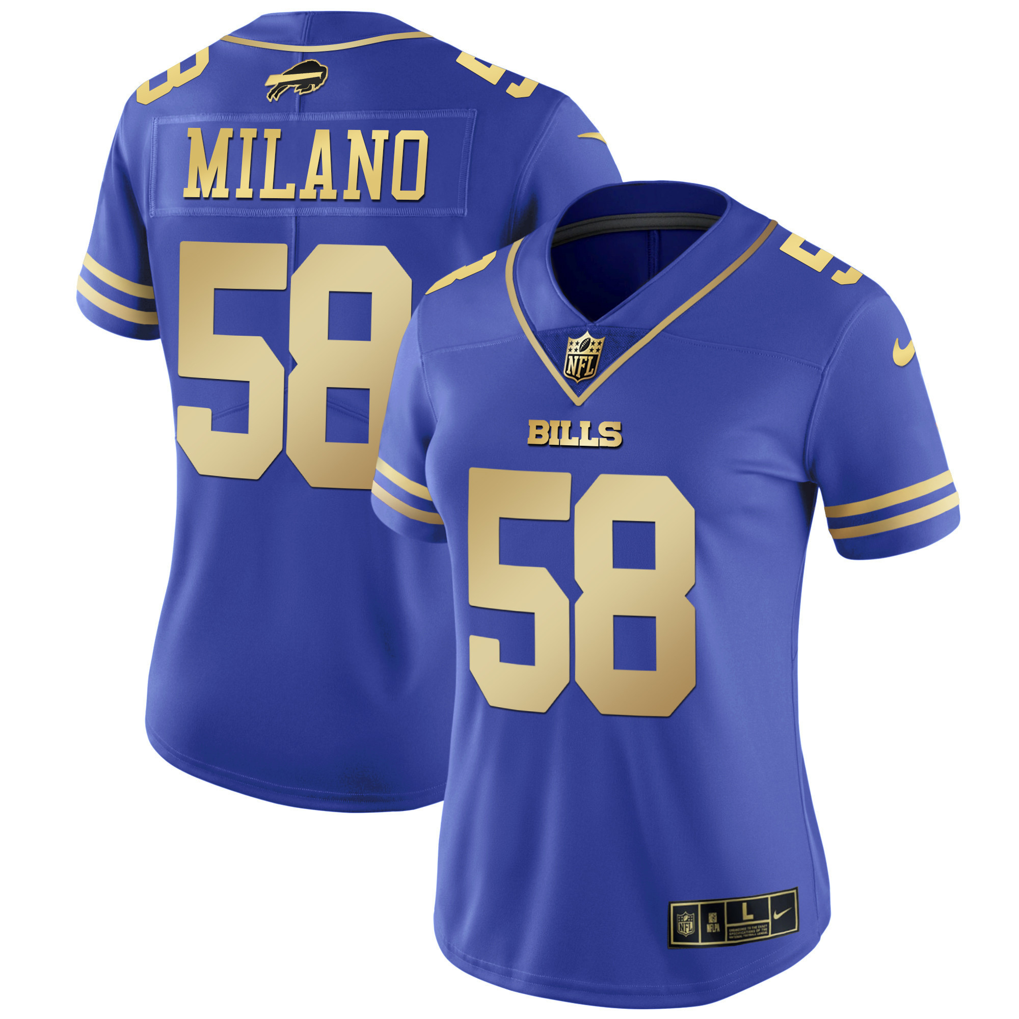 Matt Milano Women's Buffalo Bills Black Red Vapor Royal Gold Jersey - All Stitched