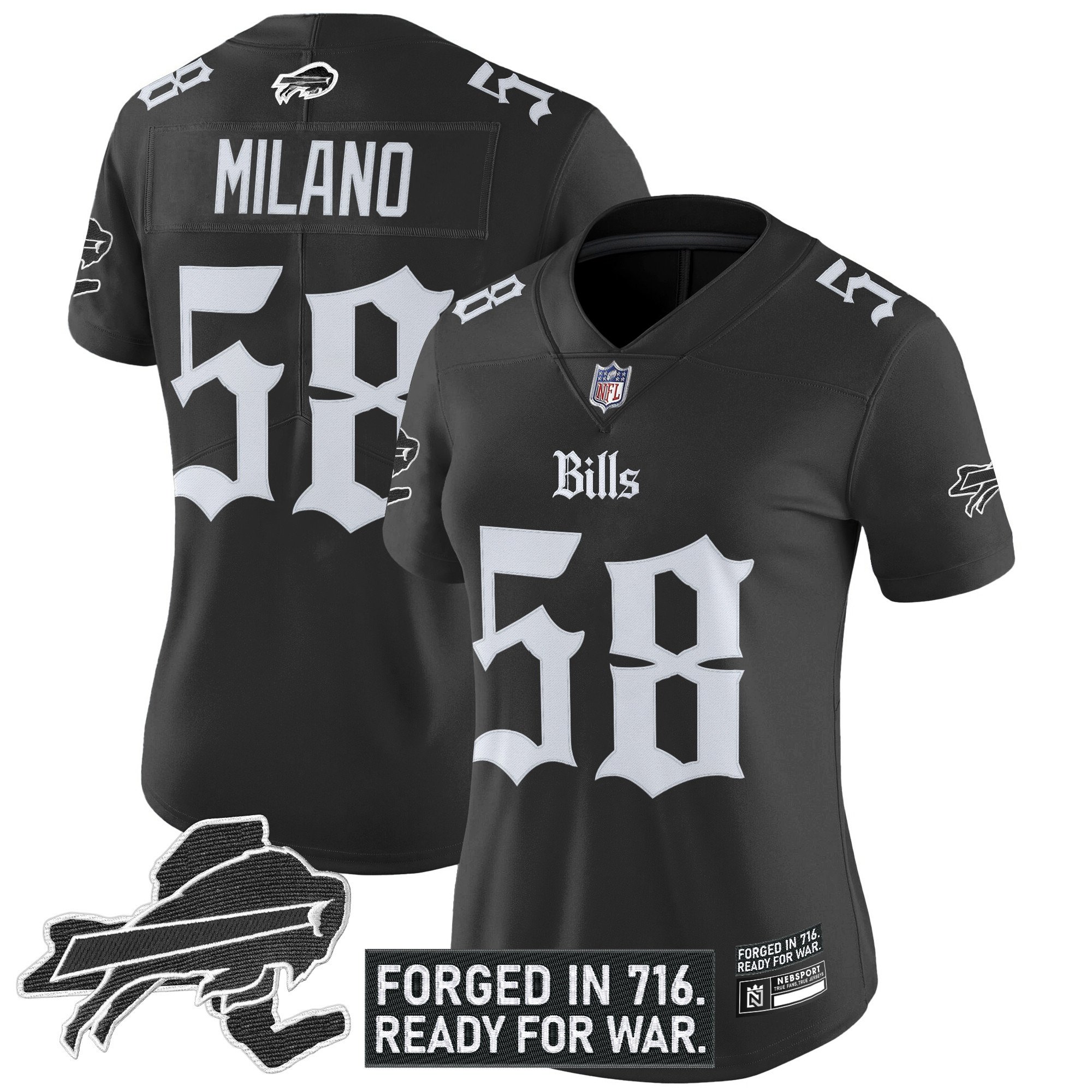 Matt Milano Women's Buffalo Bills 'Gothic Cold Front Edition' Vapor Limited Black Jersey - All Stitched