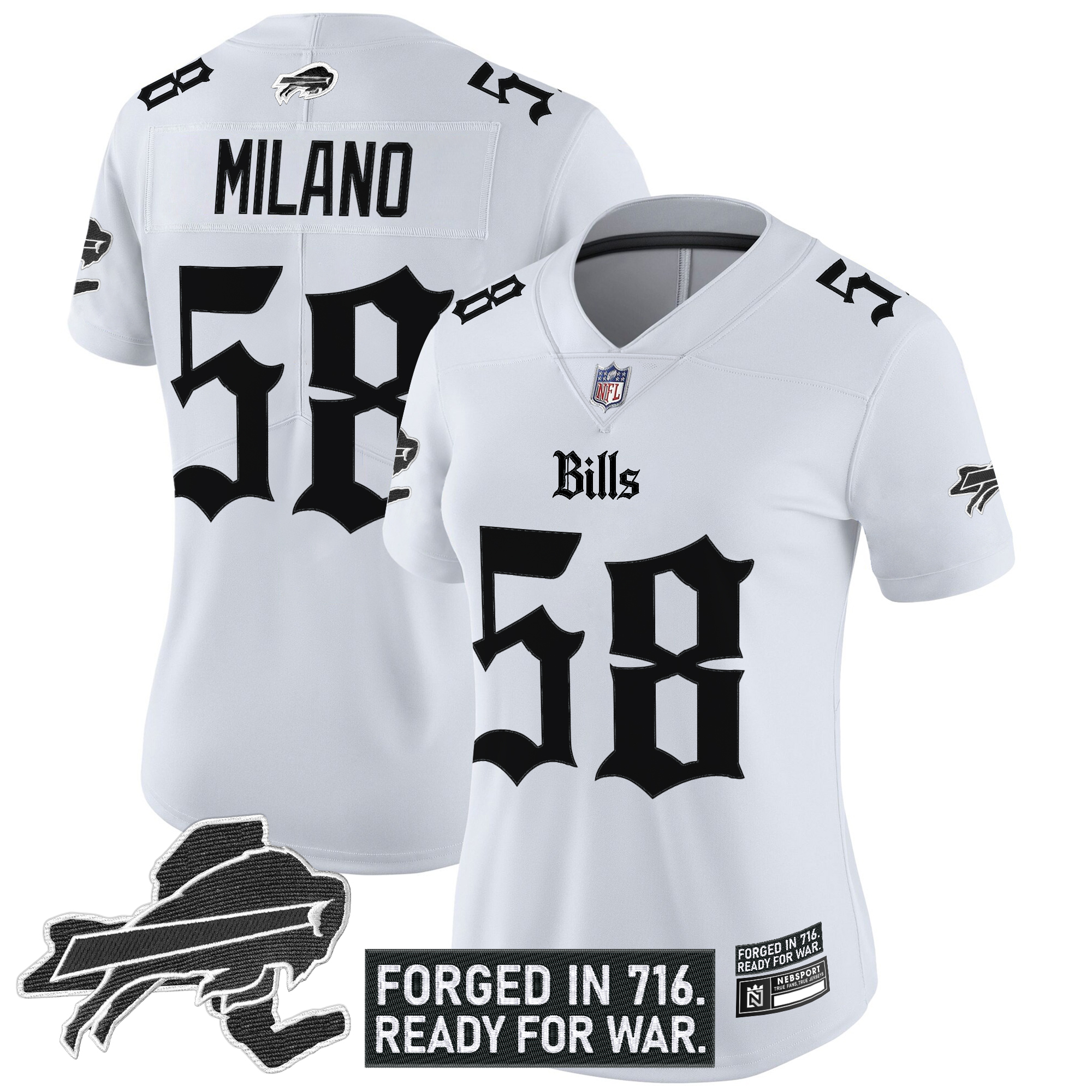Matt Milano Women's Buffalo Bills 'Gothic Cold Front Edition' Vapor Limited White Jersey - All Stitched
