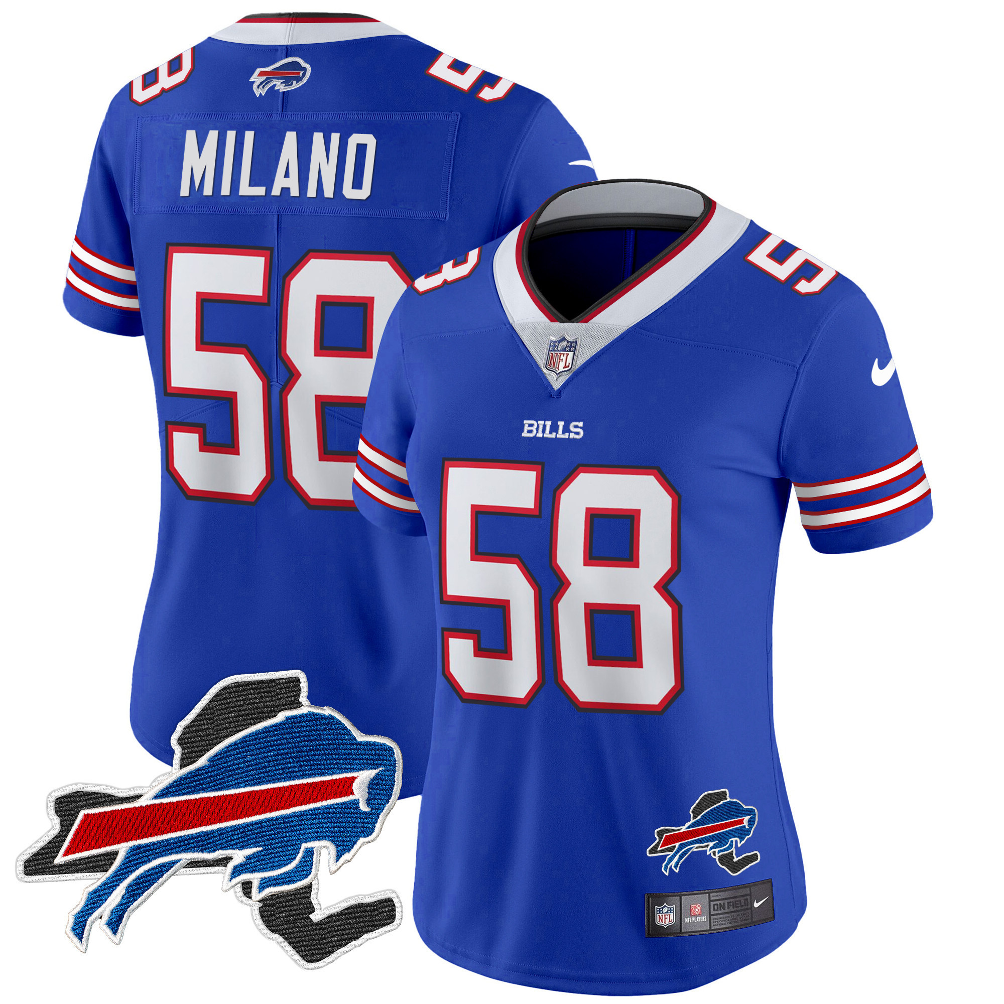 Matt Milano Women's Buffalo Bills New York Patch Vapor Limited Royal Jersey - All Stitched