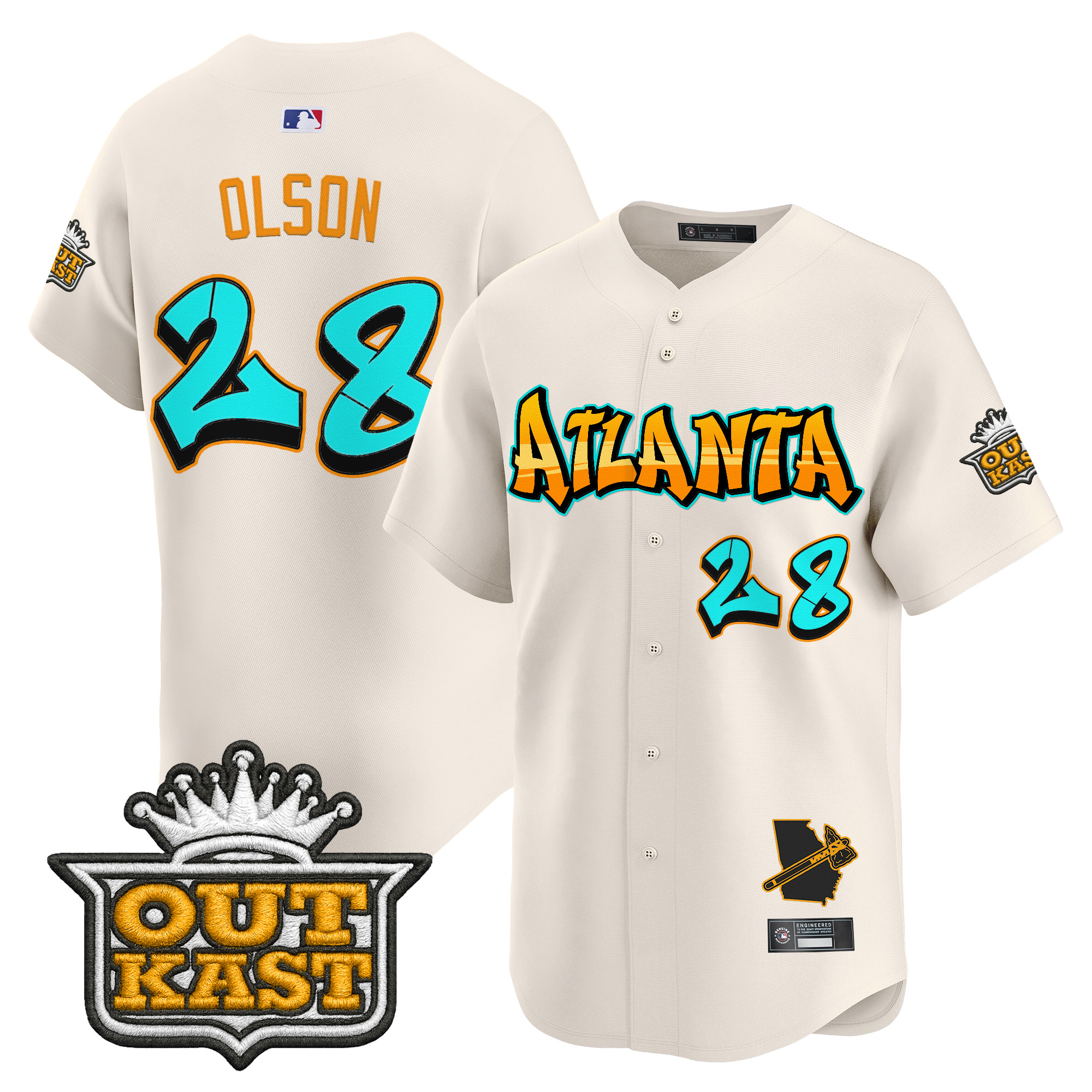 Matt Olson Men's Atlanta Braves 'Graffiti A-Town Edition' Vapor Premier Limited Cream Jersey - All Stitched