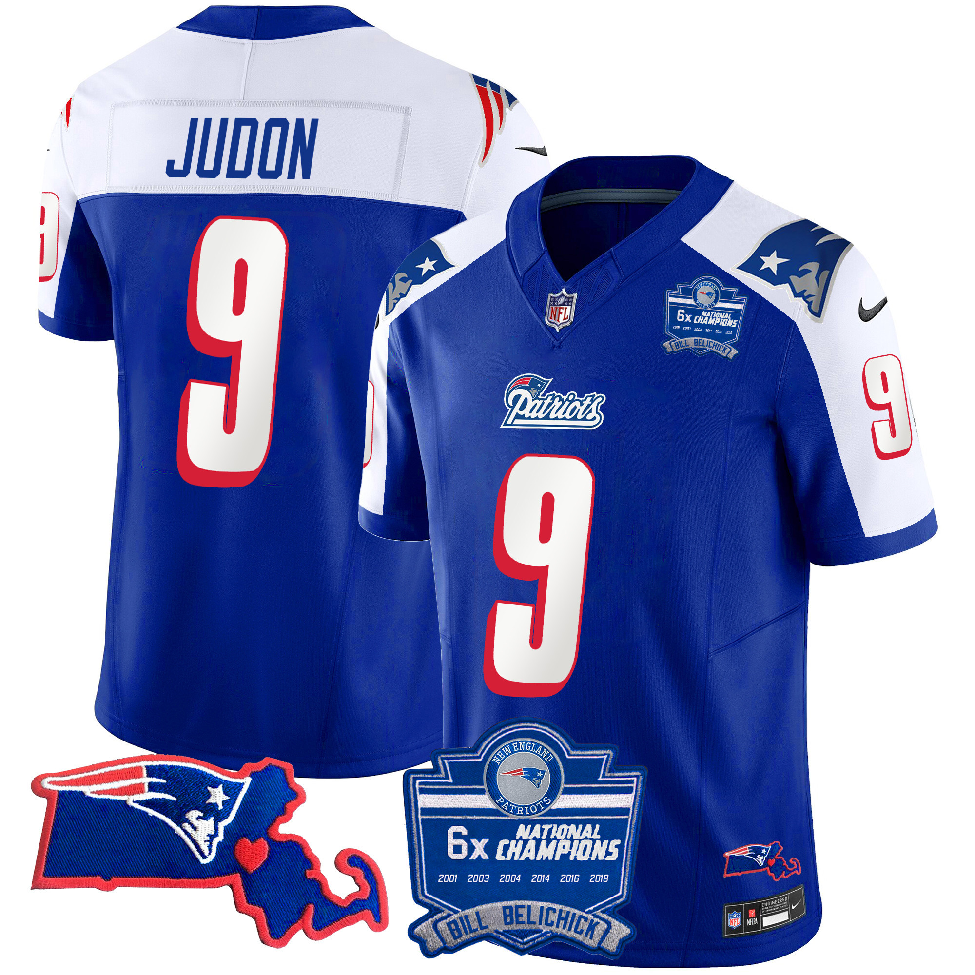 Matthew Judon Women's New England Patriots Bill Belichick 6x Champions Patch Vapor 1996 Alternate Jersey - All Stitched