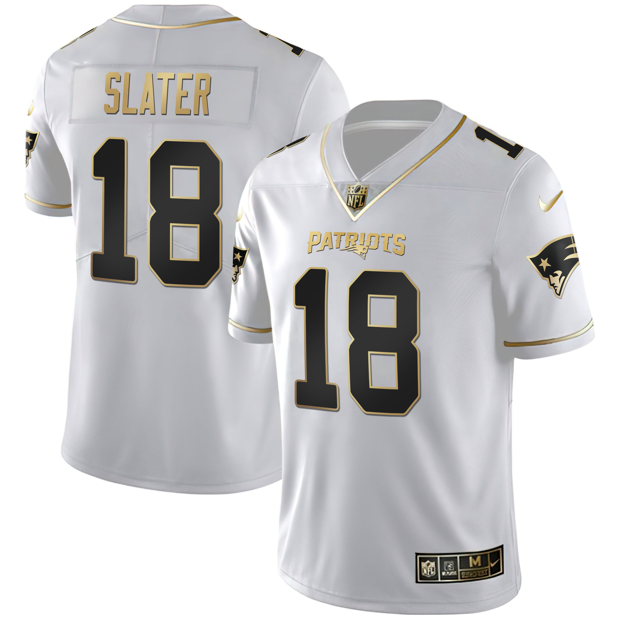 Matthew Slater Women's New England Patriots White Gold & Black Gold White Gold Jersey - All Stitched