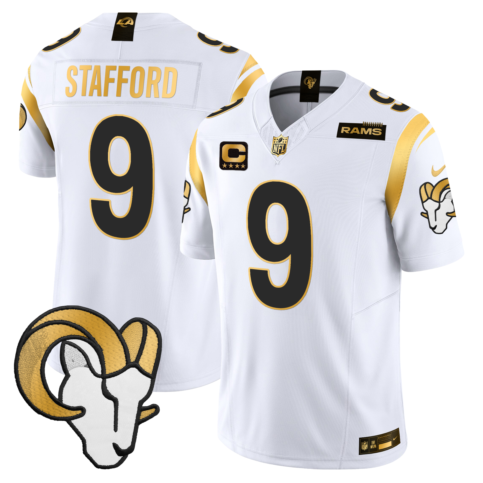 Matthew Stafford Men's Los Angeles Rams 2024 Gold Vapor Limited White Jersey - All Stitched