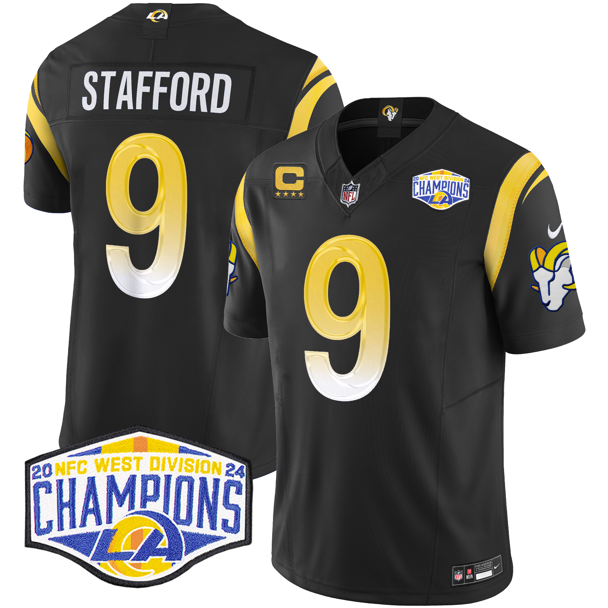 Matthew Stafford Men's Los Angeles Rams 2024 NFC West Division Champions Vapor Limited Black Jersey - All Stitched