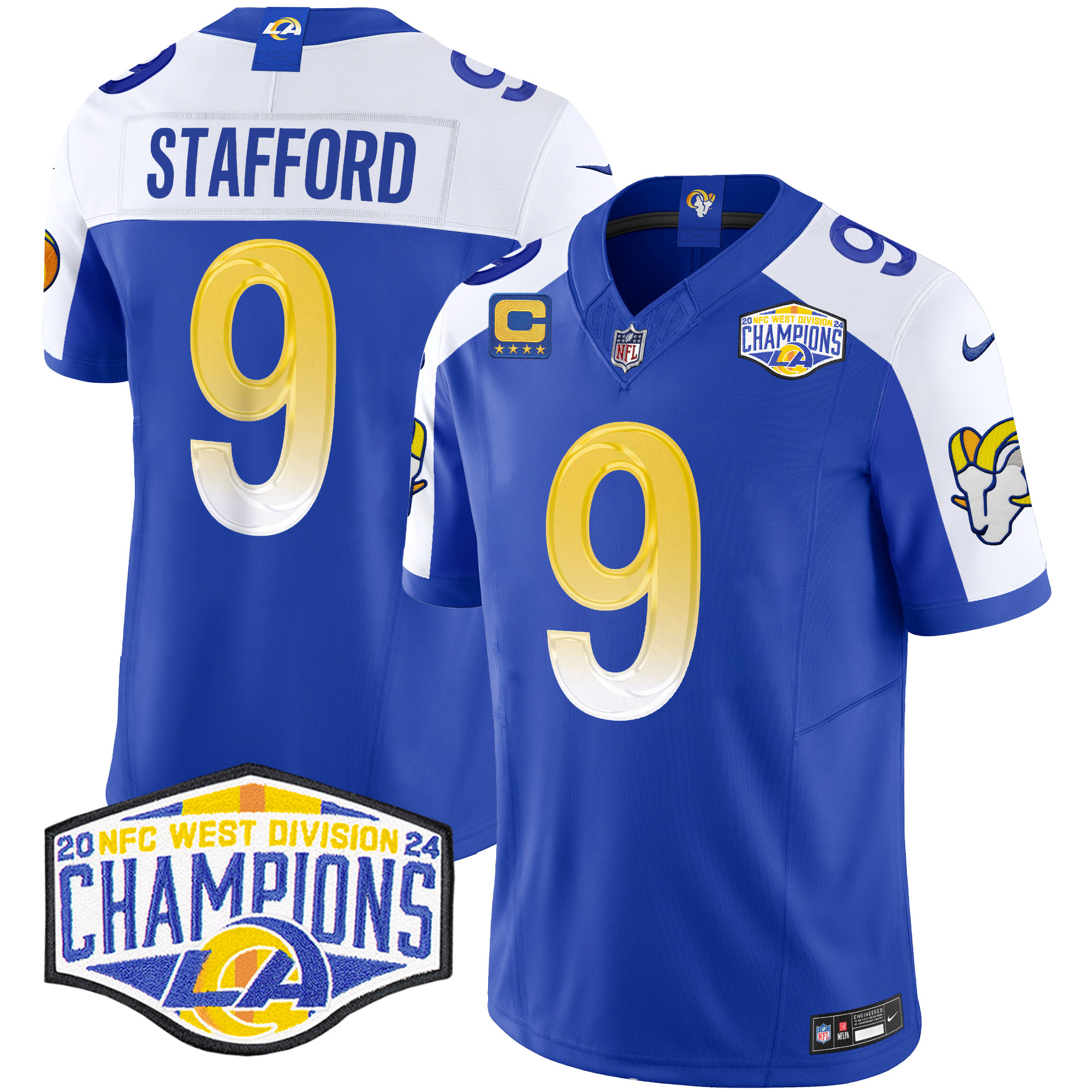 Matthew Stafford Men's Los Angeles Rams 2024 NFC West Division Champions Vapor Limited Royal Alternate Jersey - All Stitched