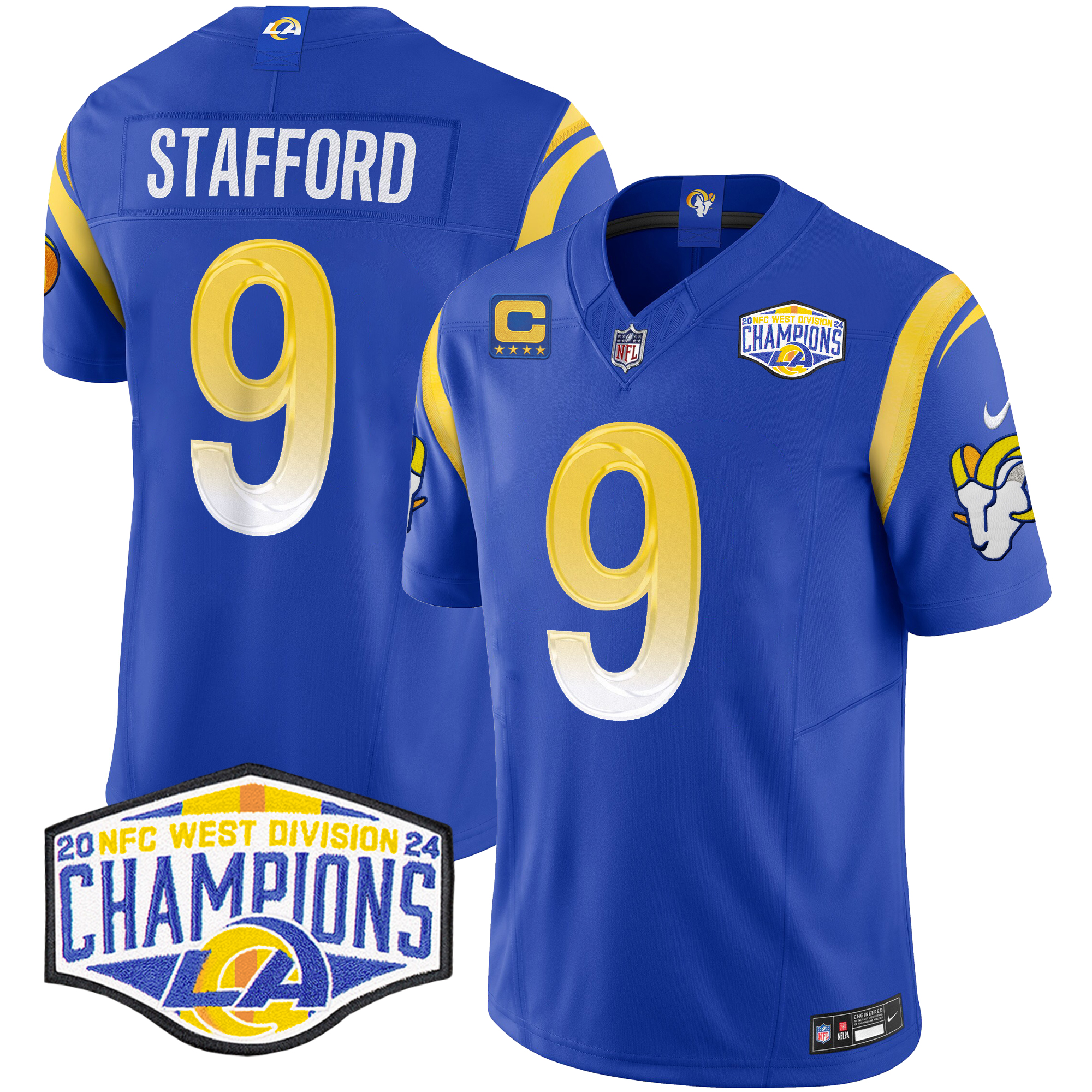 Matthew Stafford Men's Los Angeles Rams 2024 NFC West Division Champions Vapor Limited Royal Jersey - All Stitched