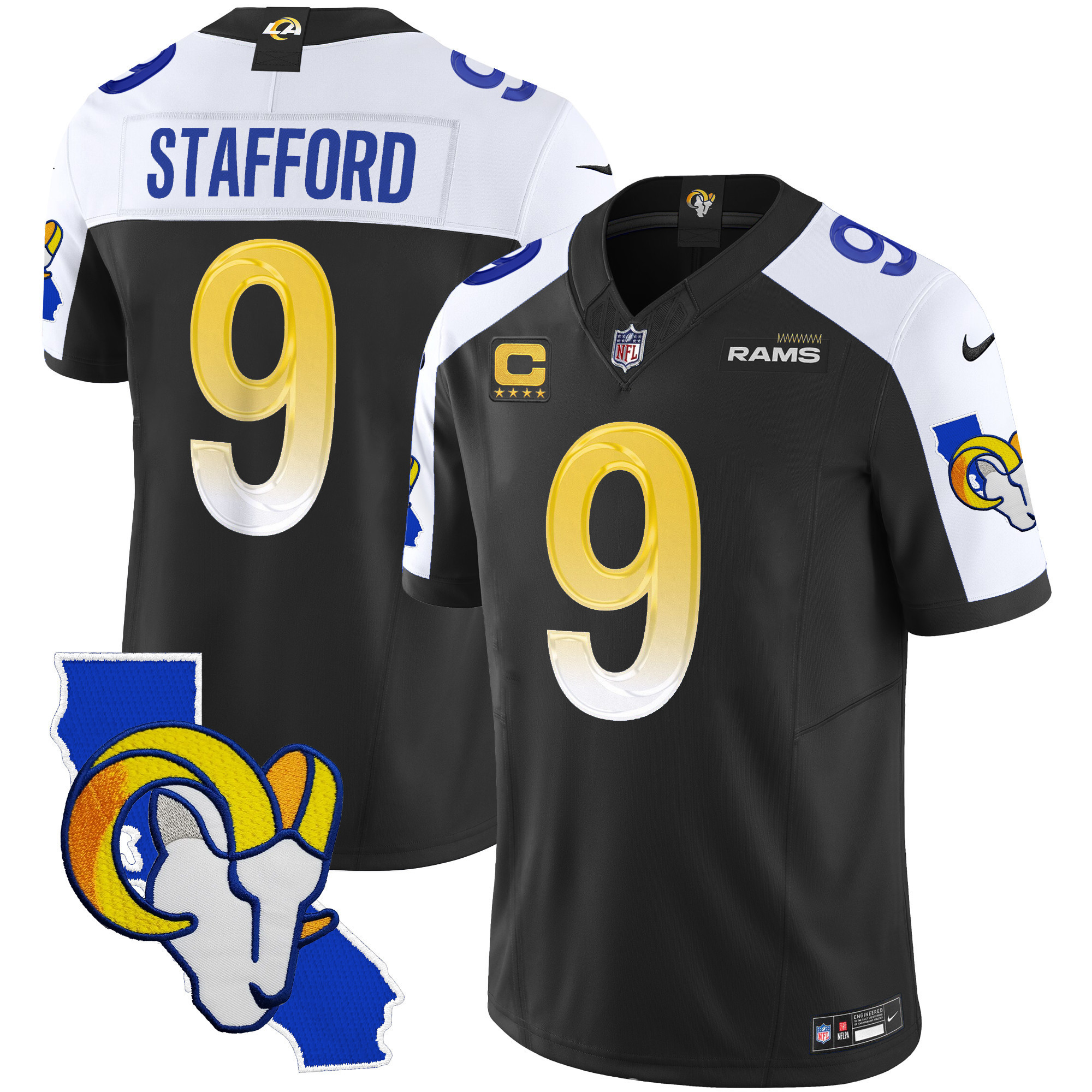 Matthew Stafford Men's Los Angeles Rams California Patch Vapor Limited Black Alternate Jersey - All Stitched