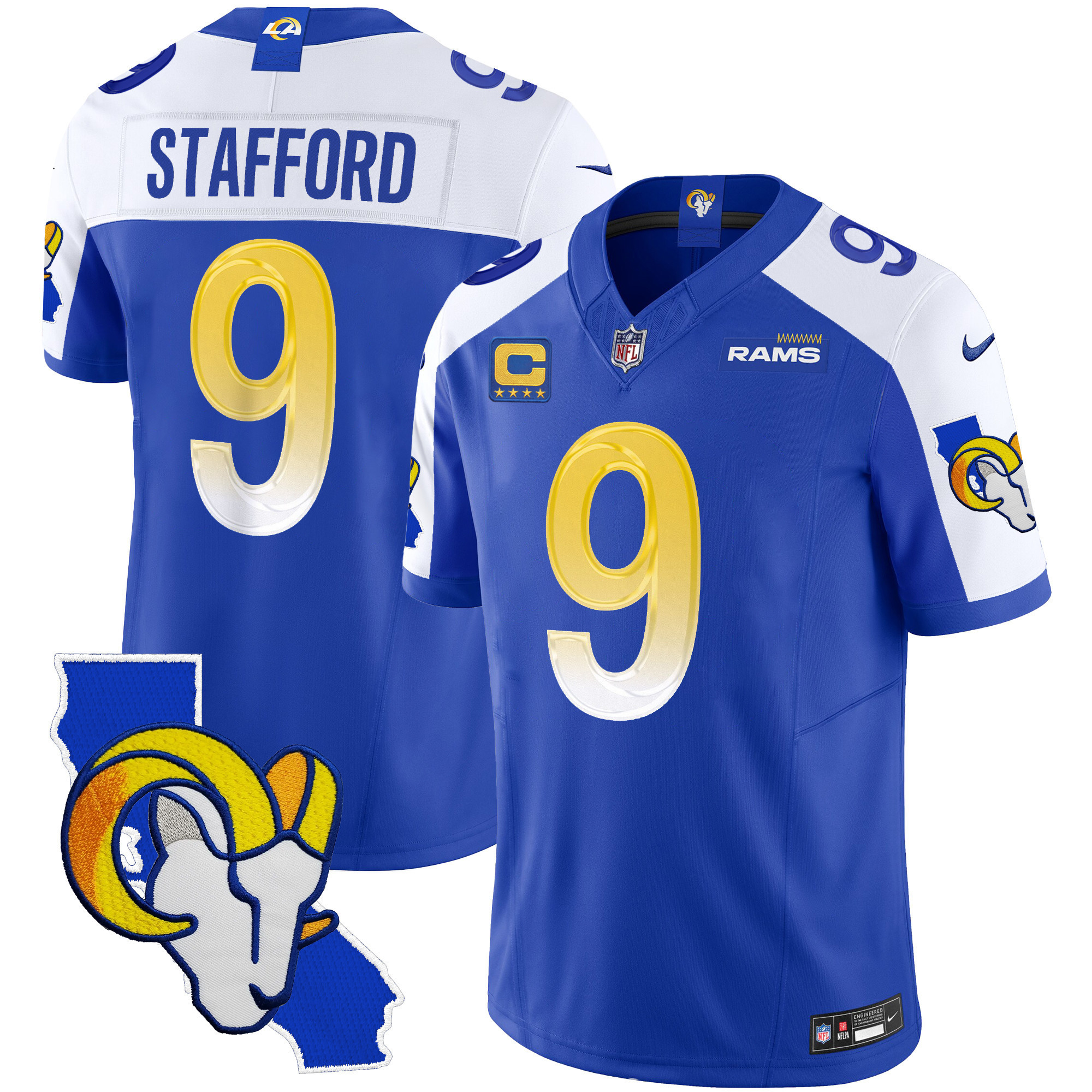Matthew Stafford Men's Los Angeles Rams California Patch Vapor Limited Royal Alternate Jersey - All Stitched