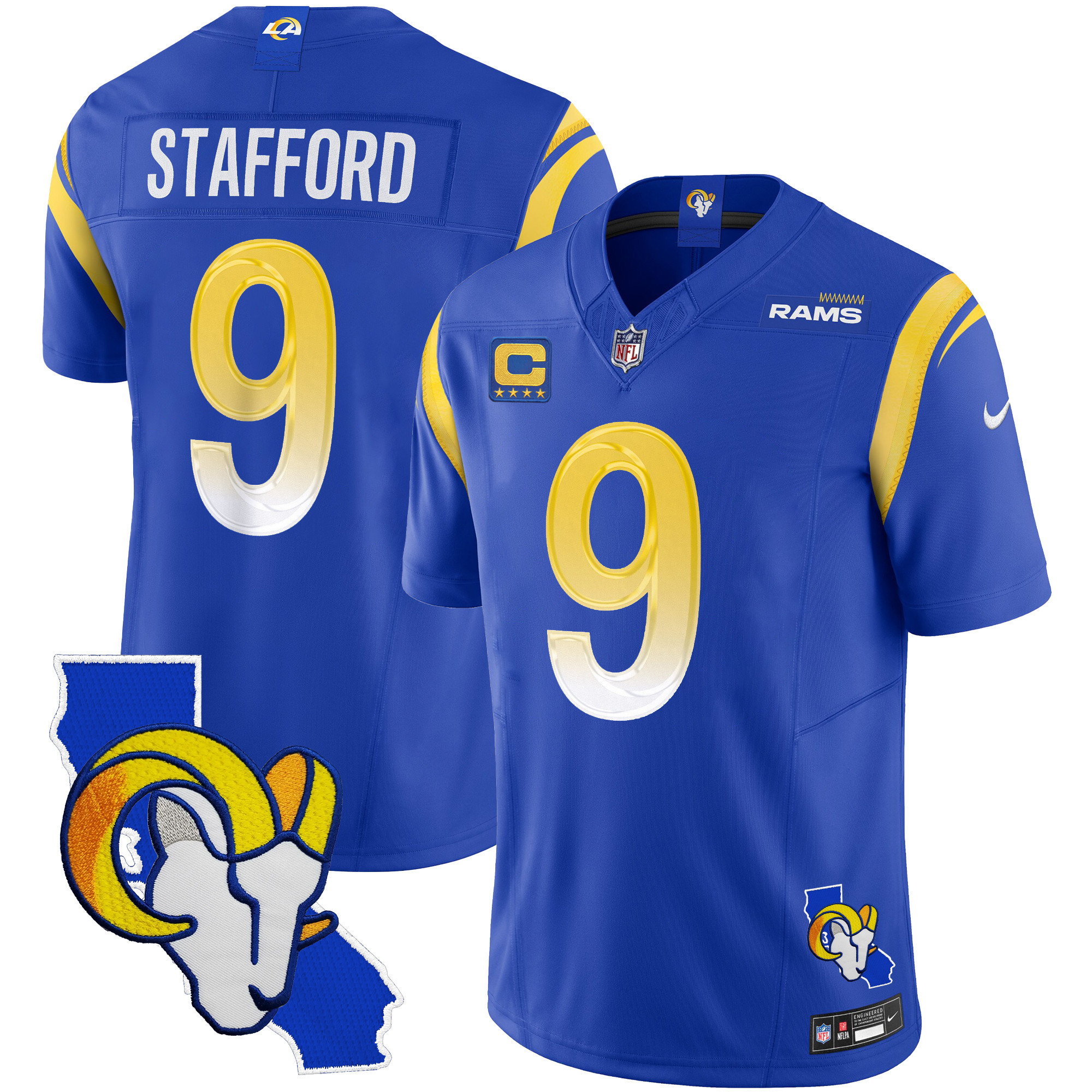 Matthew Stafford Men's Los Angeles Rams California Patch Vapor Limited Royal Jersey - All Stitched
