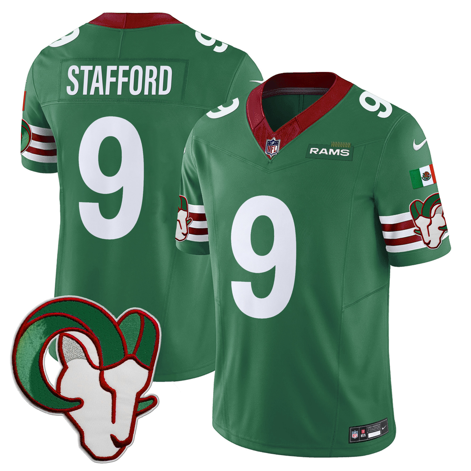 Matthew Stafford Men's Los Angeles Rams Mexico Vapor Limited Green Jersey - All Stitched