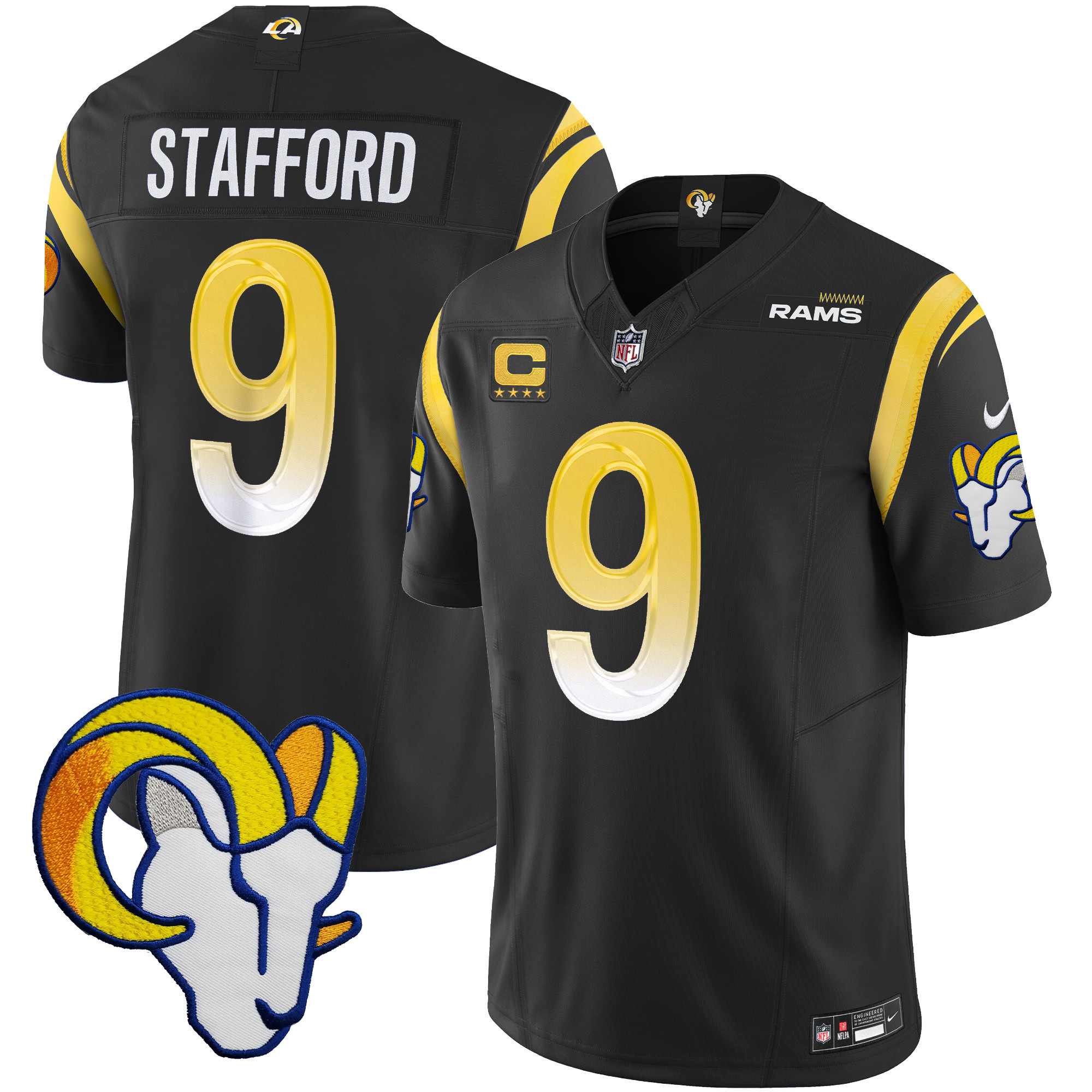 Matthew Stafford Men's Los Angeles Rams Vapor Limited Black Jersey - All Stitched