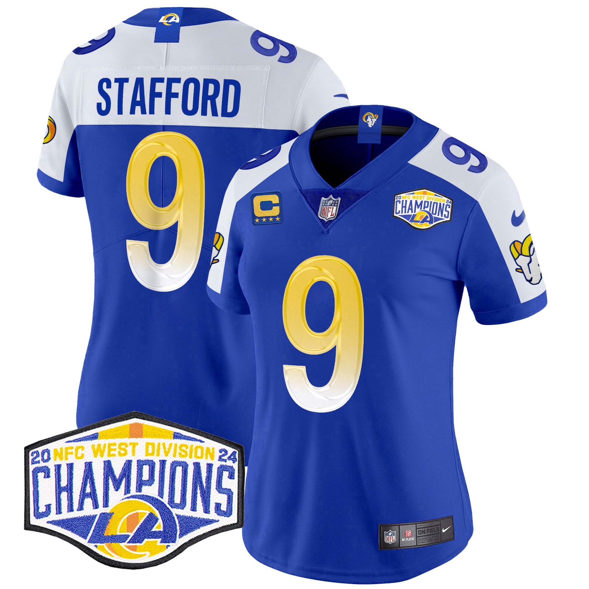 Matthew Stafford Women's Los Angeles Rams 2024 NFC West Division Champions Vapor Limited Royal Alternate Jersey - All Stitched