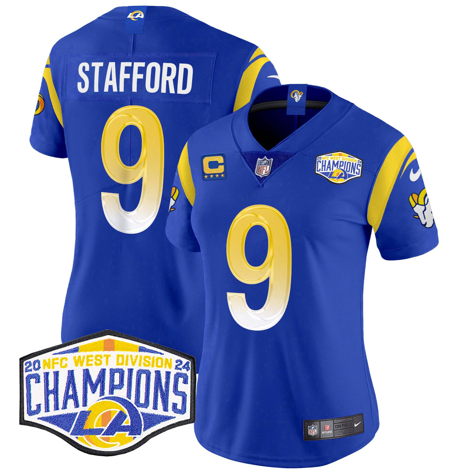 Matthew Stafford Women's Los Angeles Rams 2024 NFC West Division Champions Vapor Limited Royal Jersey - All Stitched