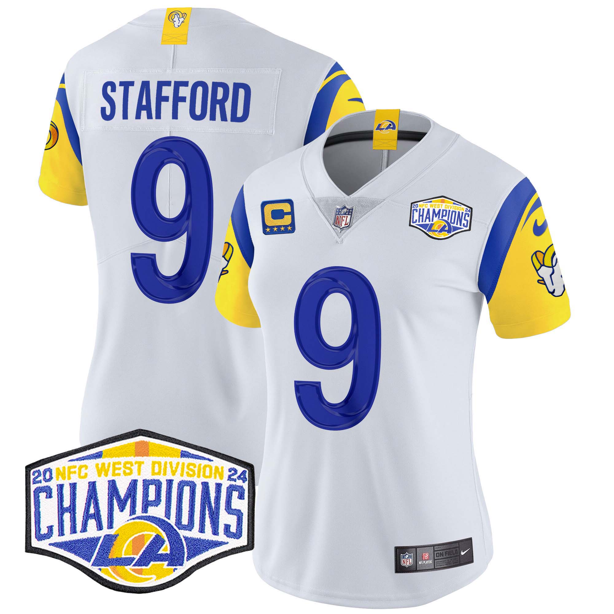 Matthew Stafford Women's Los Angeles Rams 2024 NFC West Division Champions Vapor Limited White Jersey - All Stitched