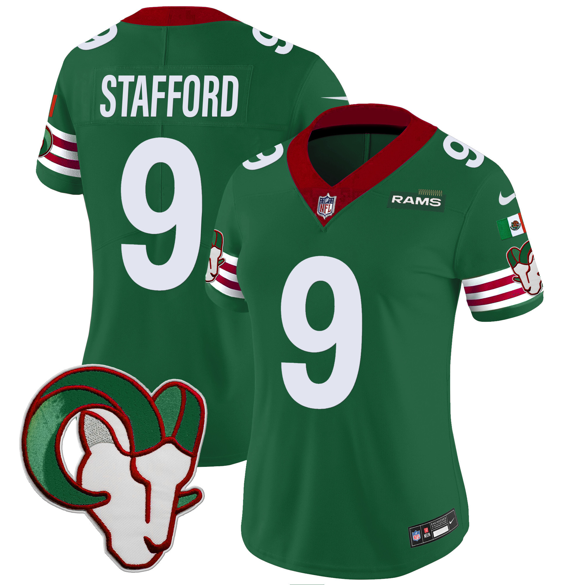 Matthew Stafford Women's Los Angeles Rams Mexico Vapor Limited Green Jersey - All Stitched