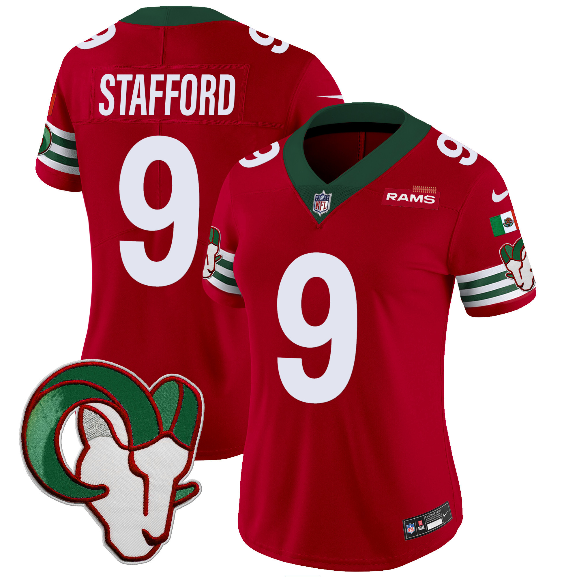 Matthew Stafford Women's Los Angeles Rams Mexico Vapor Limited Red Jersey - All Stitched