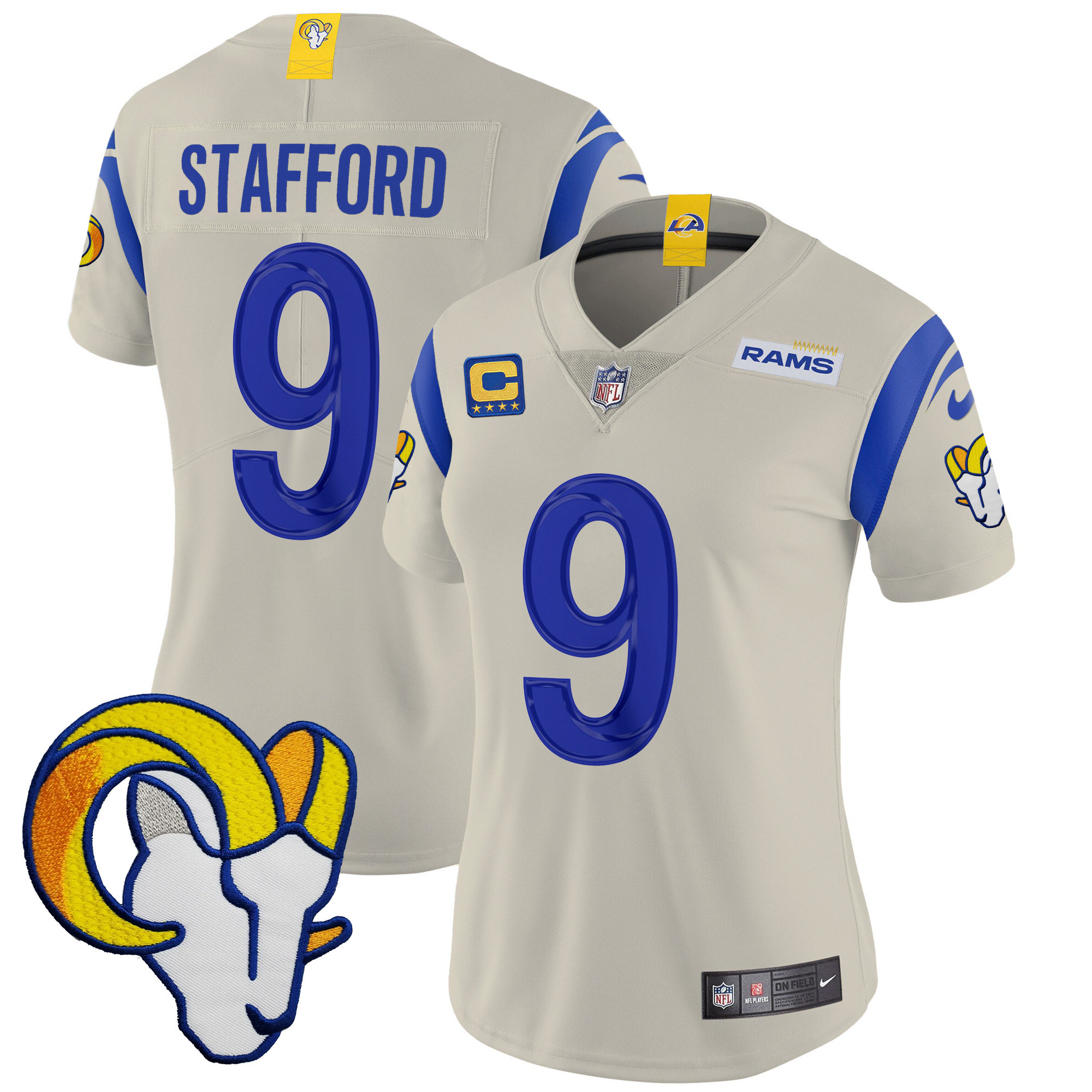 Matthew Stafford Women's Los Angeles Rams Vapor Limited Bone Jersey - All Stitched
