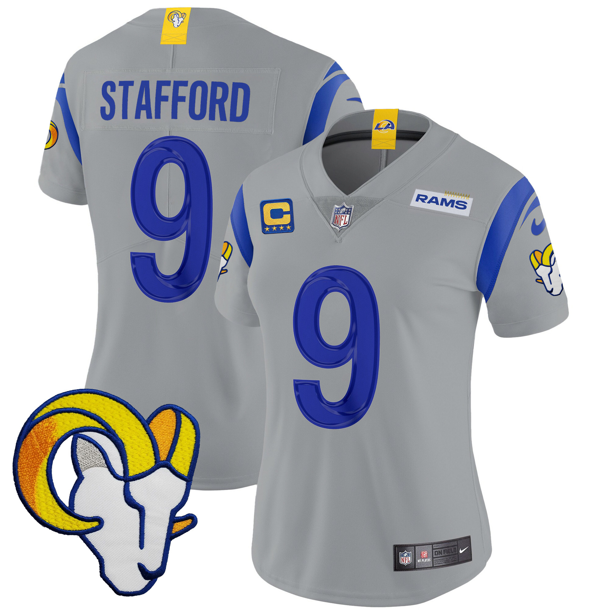 Matthew Stafford Women's Los Angeles Rams Vapor Limited Gray Jersey - All Stitched