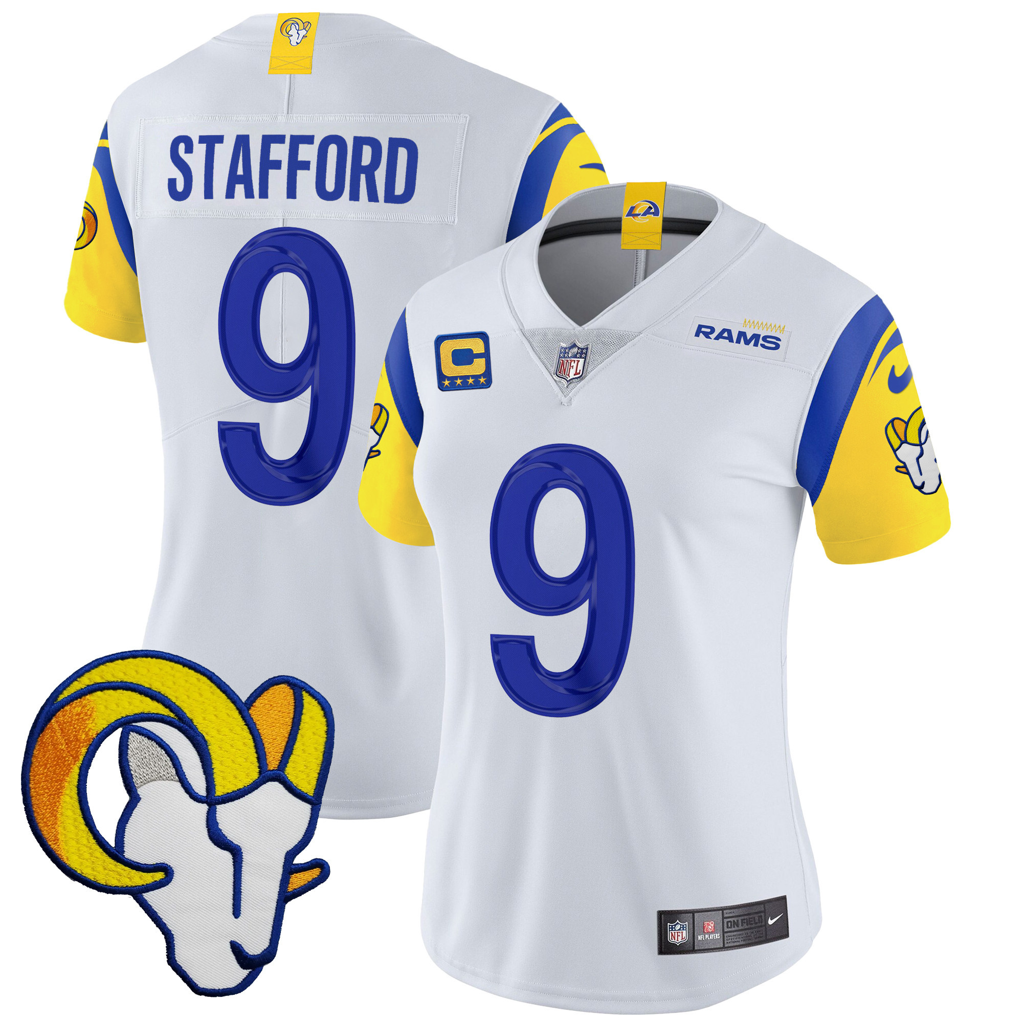 Matthew Stafford Women's Los Angeles Rams Vapor Limited White Jersey - All Stitched