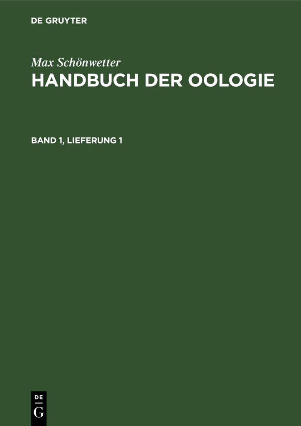 Max SchÃ¶nwetter: Handbuch der Oologie. Band 1, Lieferung 1 1st Edition â€“ PDF/EPUB Version Downloadable