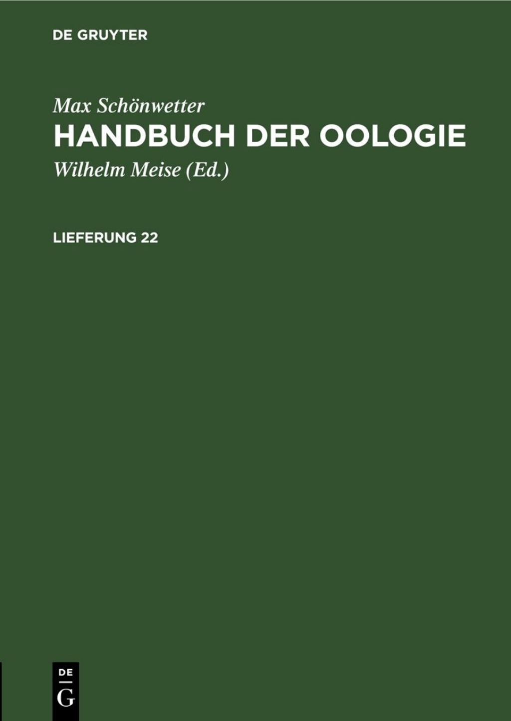 Max SchÃ¶nwetter: Handbuch der Oologie. Lieferung 22 1st Edition â€“ PDF/EPUB Version Downloadable