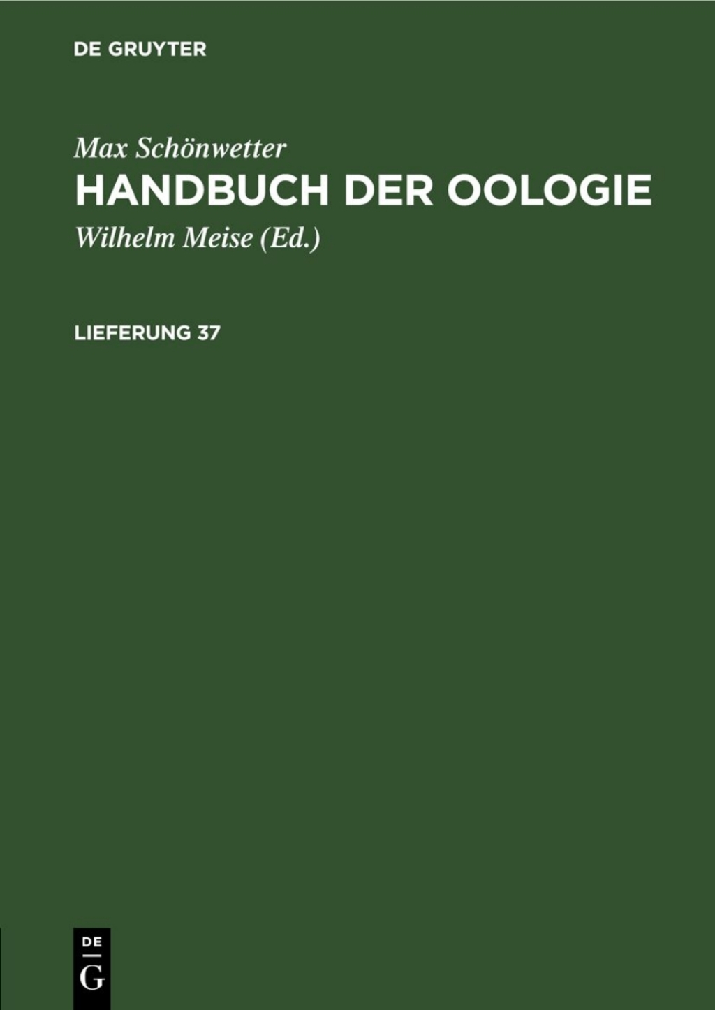 Max SchÃ¶nwetter: Handbuch der Oologie. Lieferung 37 1st Edition â€“ PDF/EPUB Version Downloadable