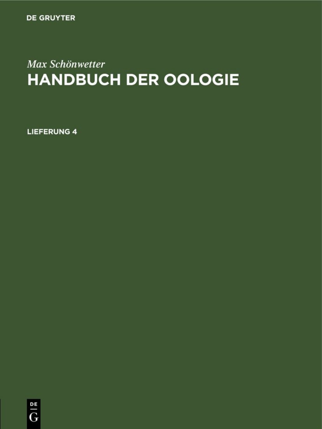 Max SchÃ¶nwetter: Handbuch der Oologie. Lieferung 4 1st Edition â€“ PDF/EPUB Version Downloadable