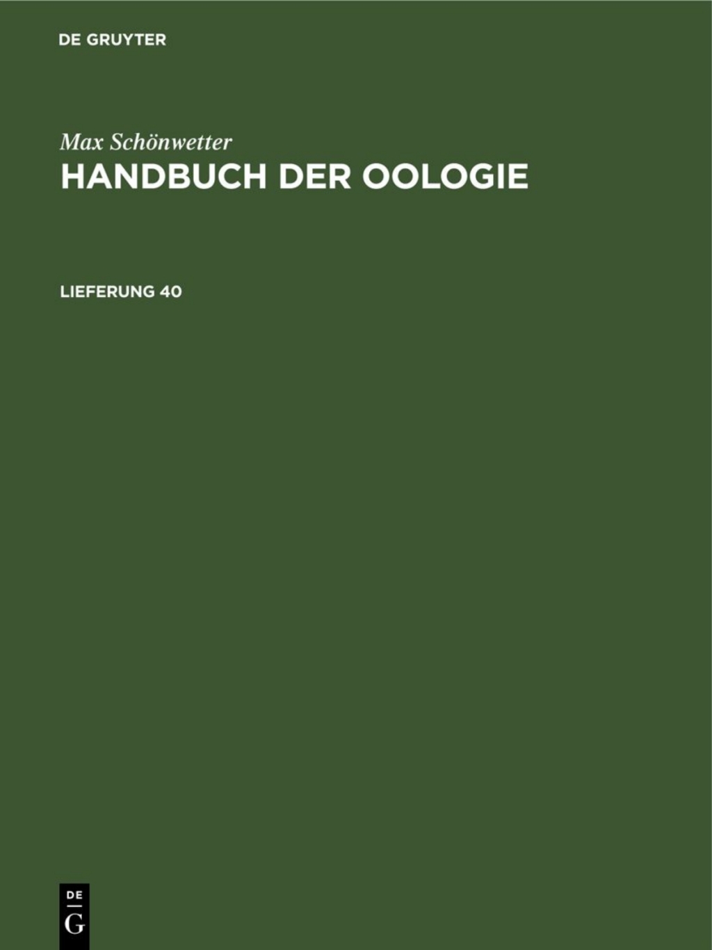 Max SchÃ¶nwetter: Handbuch der Oologie. Lieferung 40 1st Edition â€“ PDF/EPUB Version Downloadable
