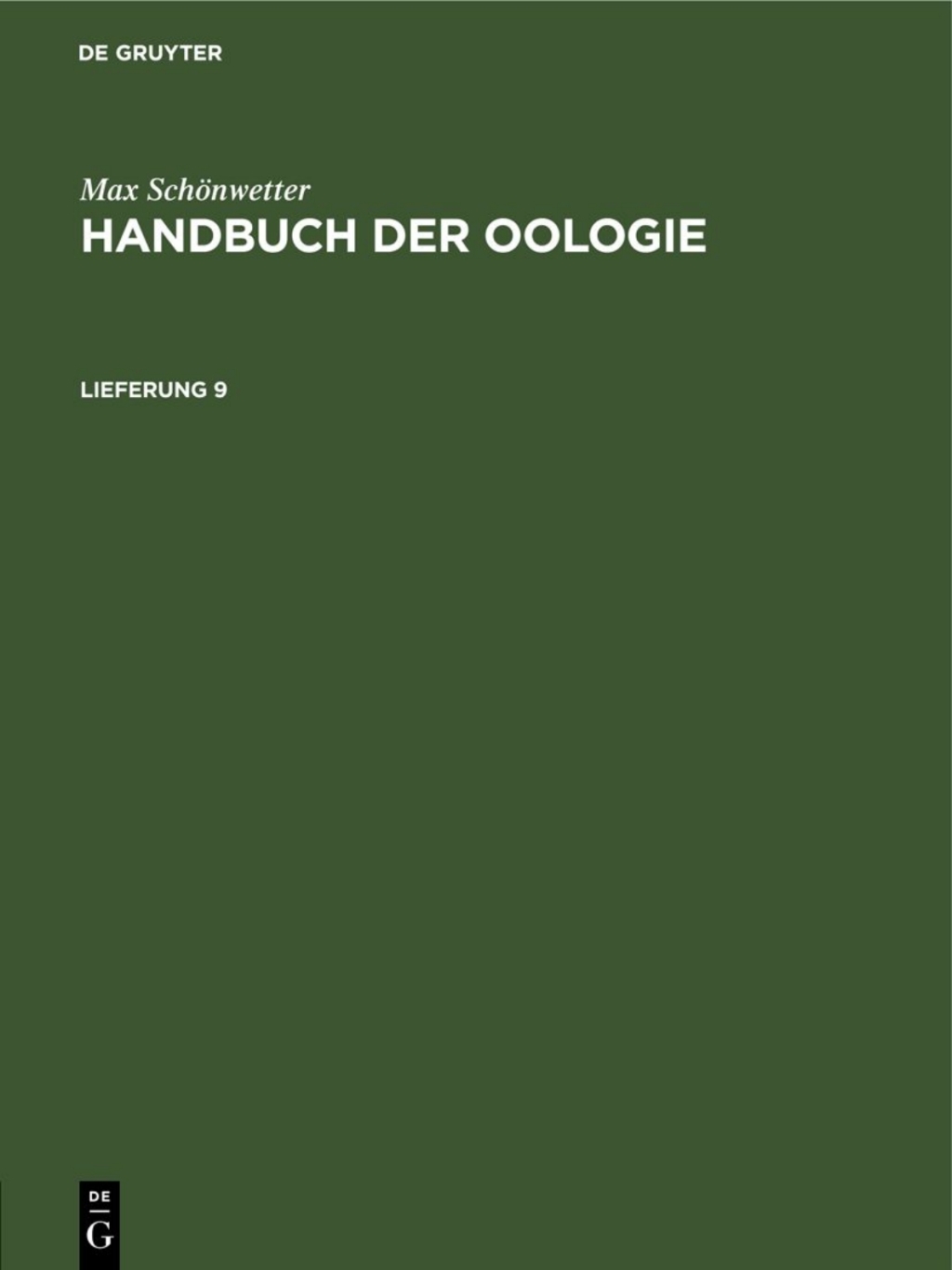 Max SchÃ¶nwetter: Handbuch der Oologie. Lieferung 9 1st Edition â€“ PDF/EPUB Version Downloadable