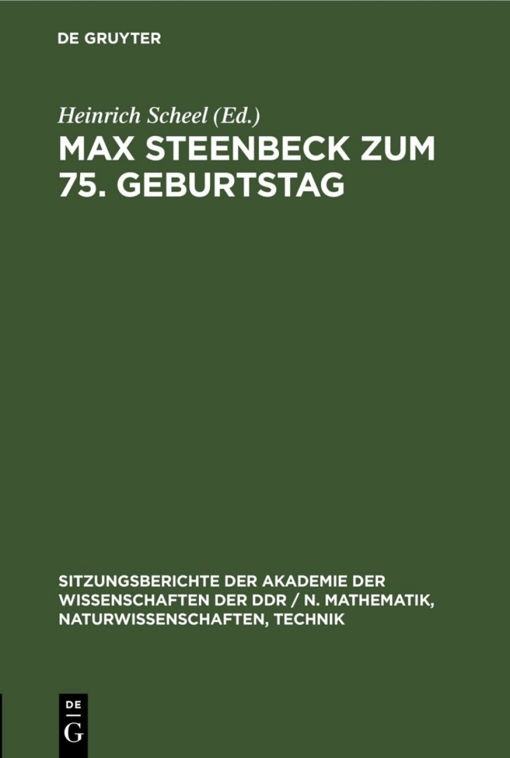 Max Steenbeck zum 75. Geburtstag 1st Edition â€“ PDF/EPUB Version Downloadable