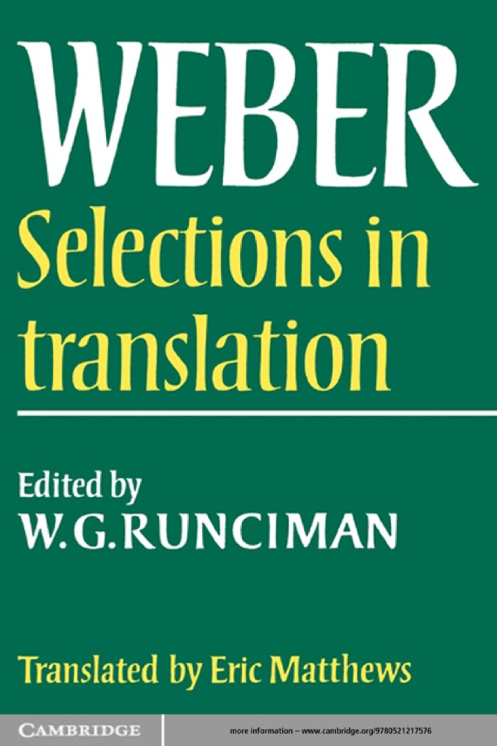 Max Weber: Selections in Translation  â€“ PDF/EPUB Version Downloadable