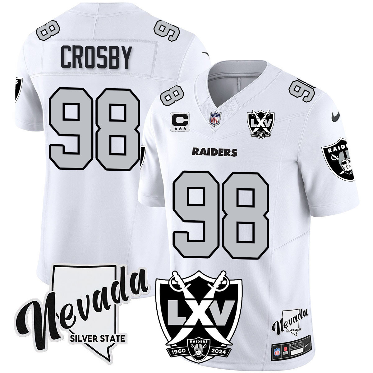 Maxx Crosby Men's Las Vegas Raiders 2024 Vapor Limited White Jersey - All Stitched