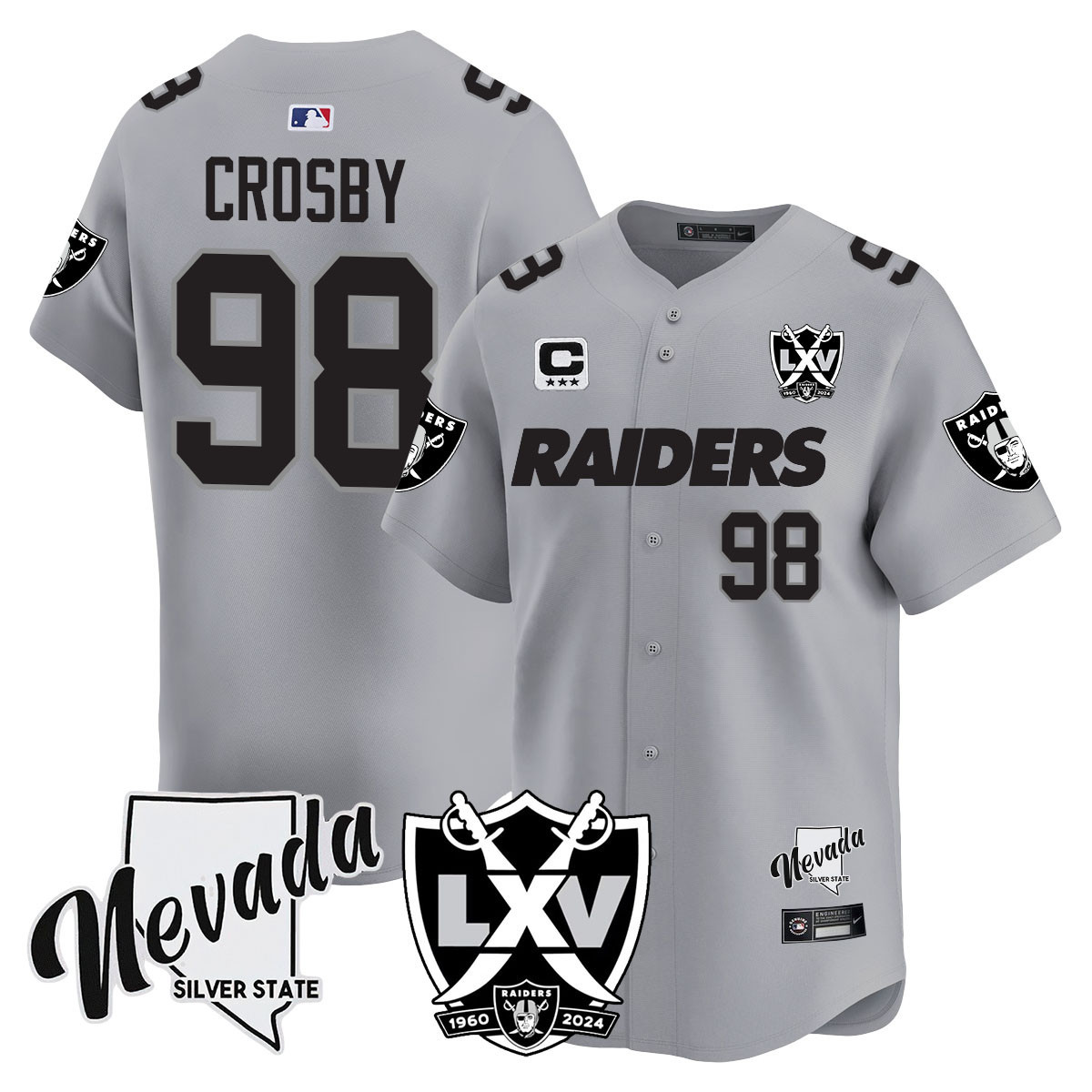 Maxx Crosby Men's Las Vegas Raiders 2024 Vapor Premier Limited Silver Jersey - All Stitched