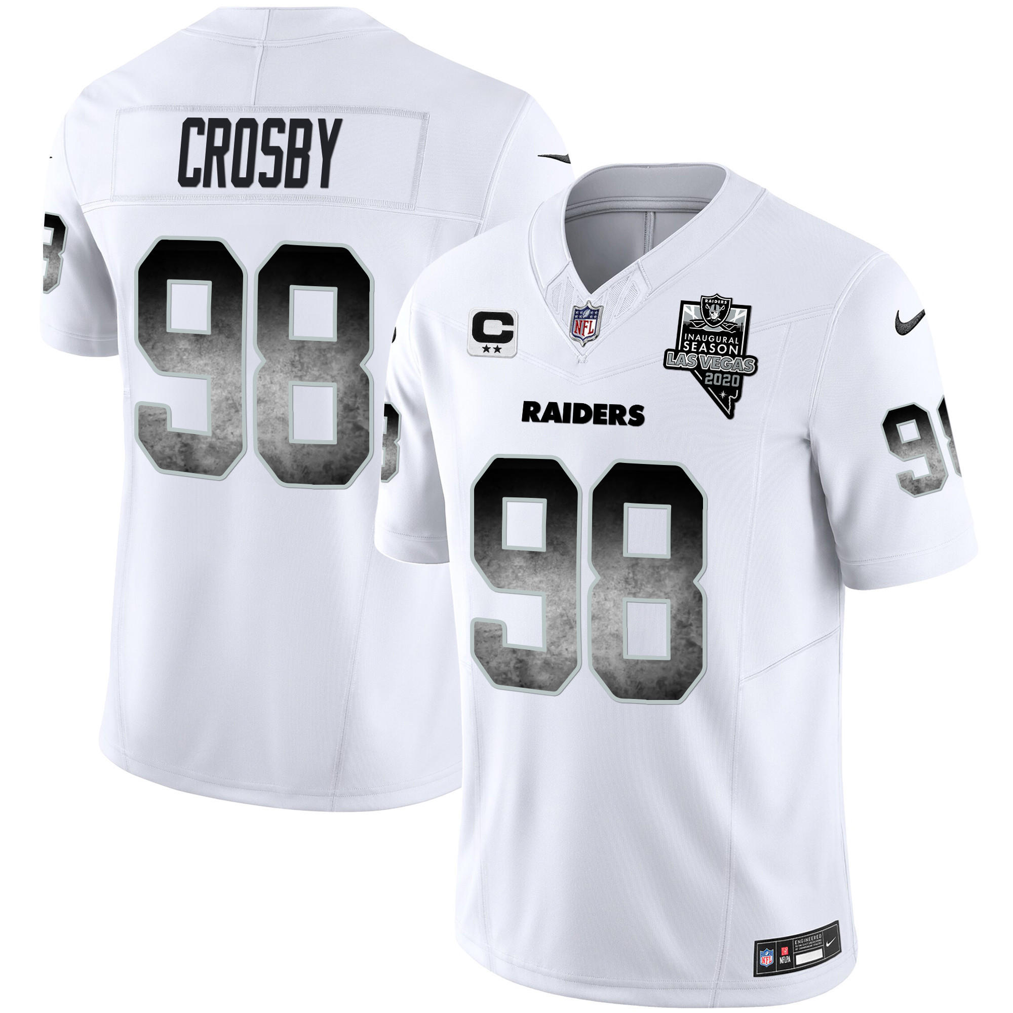 Maxx Crosby Men's Las Vegas Raiders Arch Smoke Vapor White Jersey - All Stitched