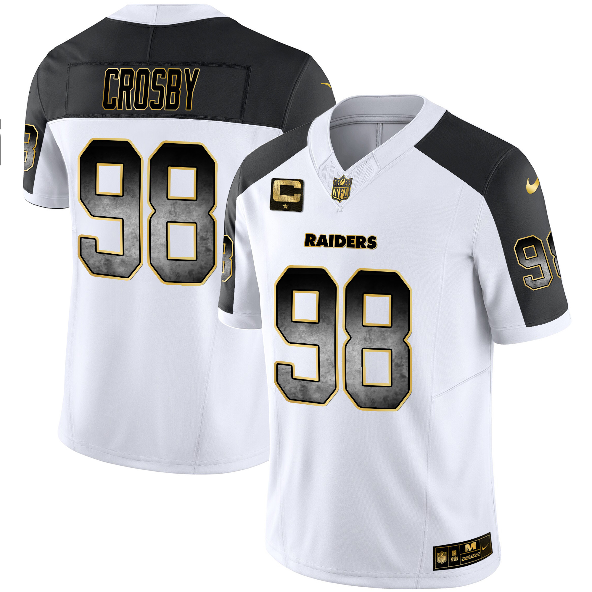Maxx Crosby Men's Las Vegas Raiders Gold Arch Smoke Vapor Inverted Jersey - All Stitched