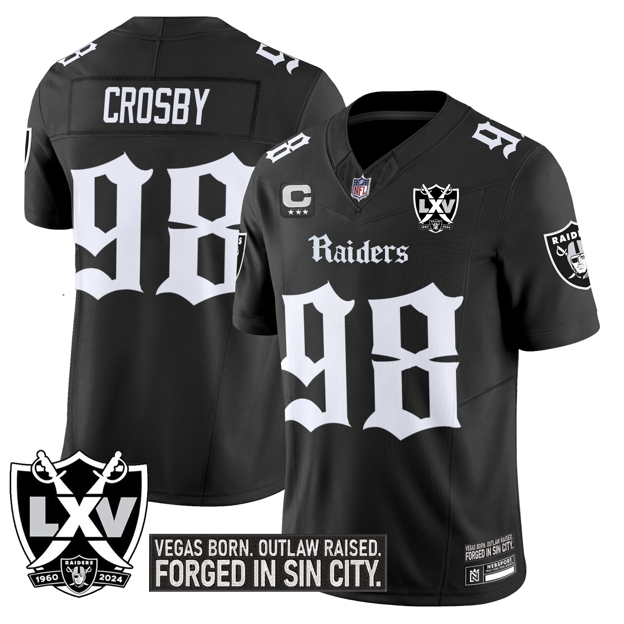 Maxx Crosby Men's Las Vegas Raiders 'Gothic Sin City Shadows Edition' Vapor Limited Black Jersey - All Stitched