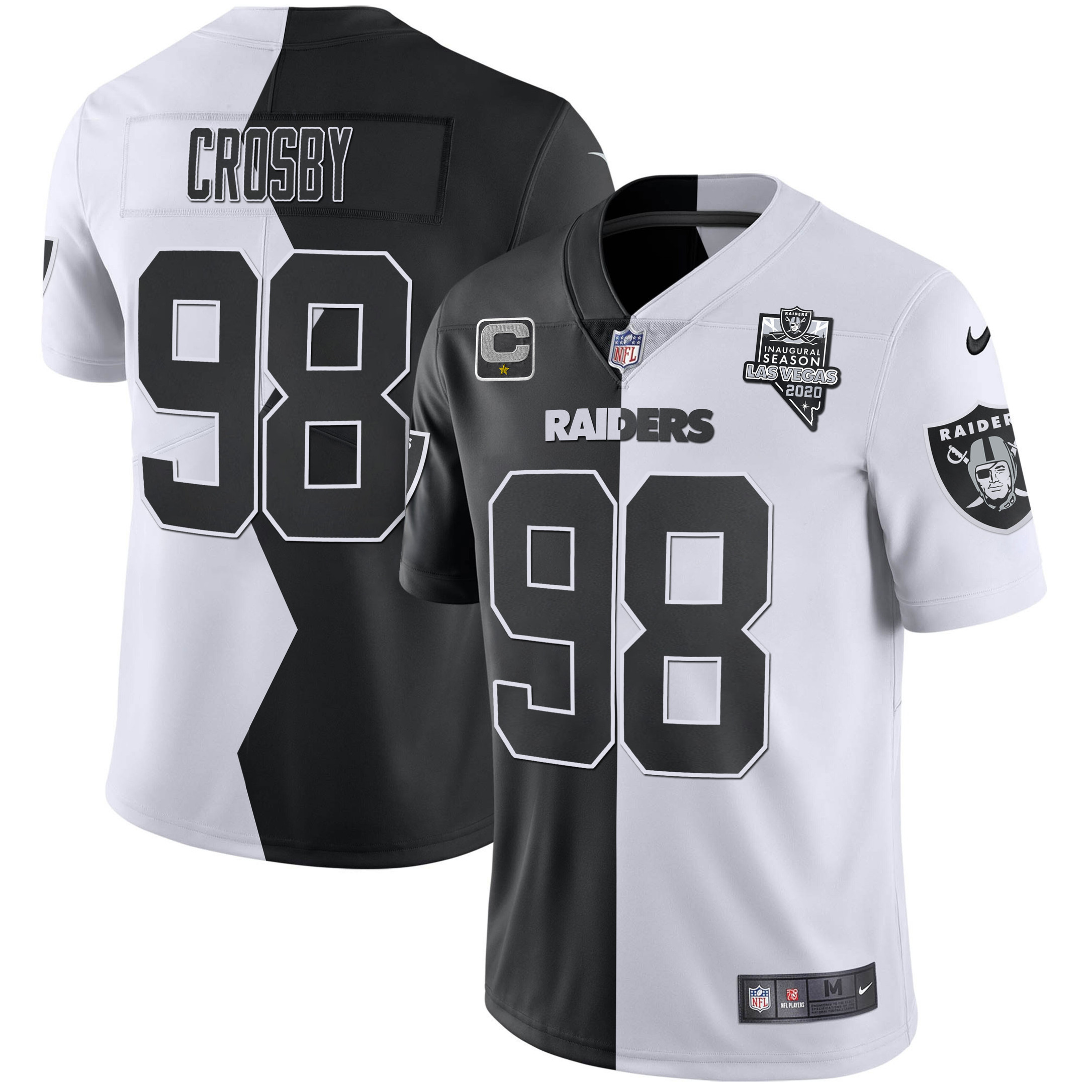 Maxx Crosby Men's Las Vegas Raiders Inaugural Season Patch Zigzag Split - All Stitched Zigzag Split Jersey - All Stitched